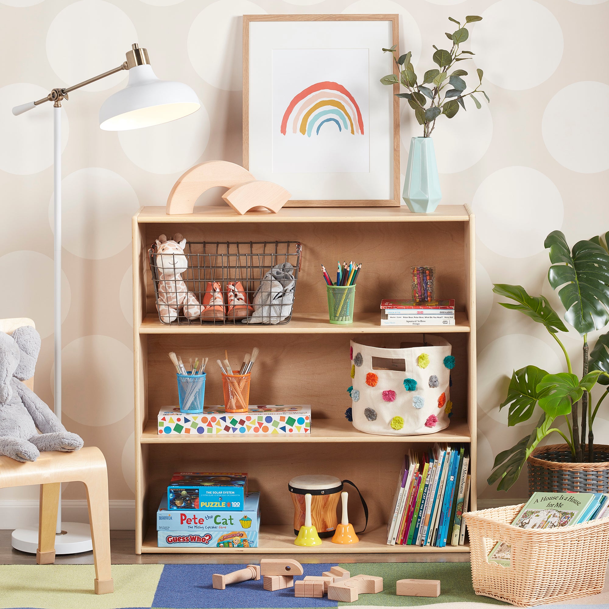 Streamline 3-Shelf Storage Cabinet with Back 36in H - Natural