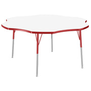 60" x 60" Flower Dry-Erase Activity Table with Adjustable Standard Swivel Glide Legs - Whiteboard/Red