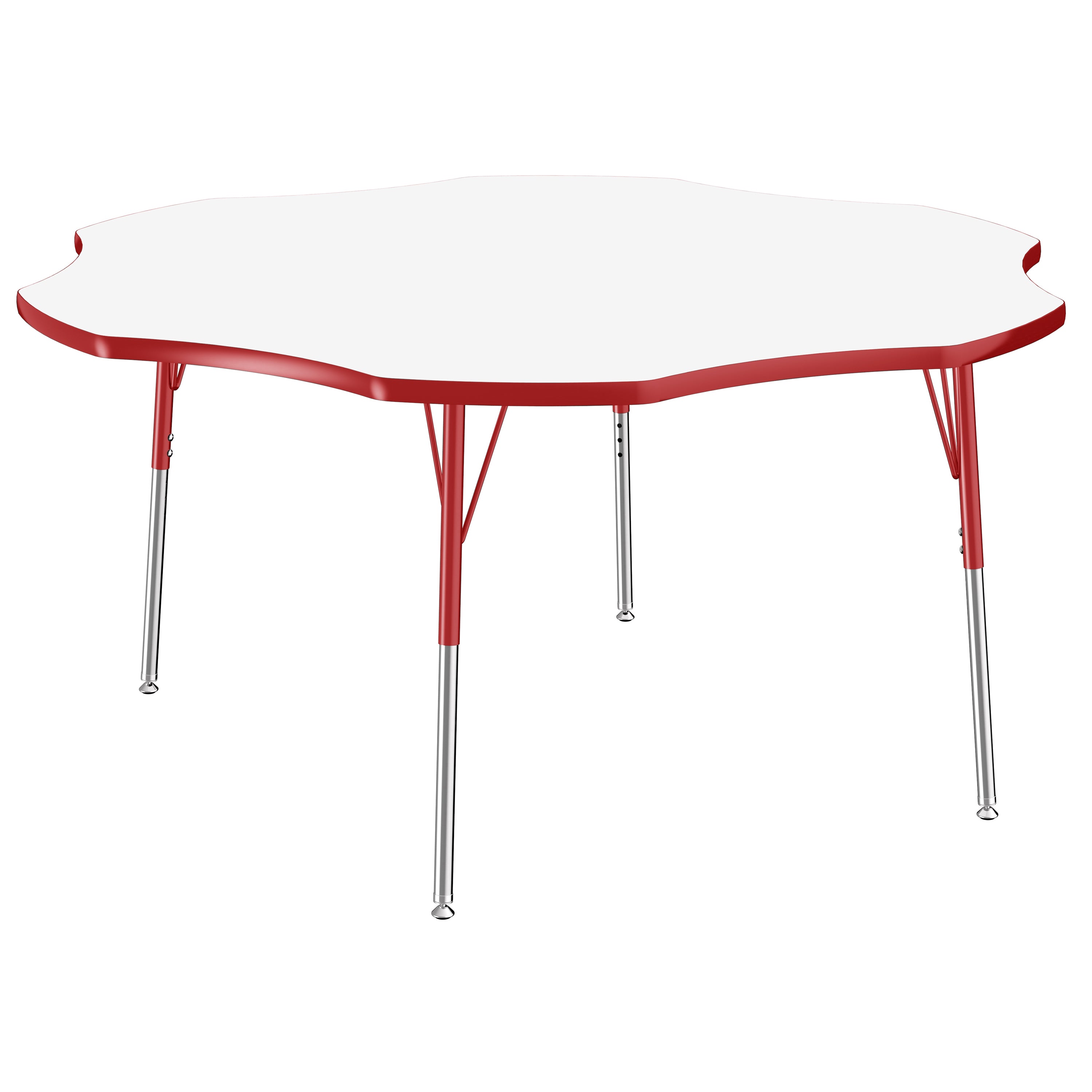 60" x 60" Flower Dry-Erase Activity Table with Adjustable Standard Swivel Glide Legs - Whiteboard/Red
