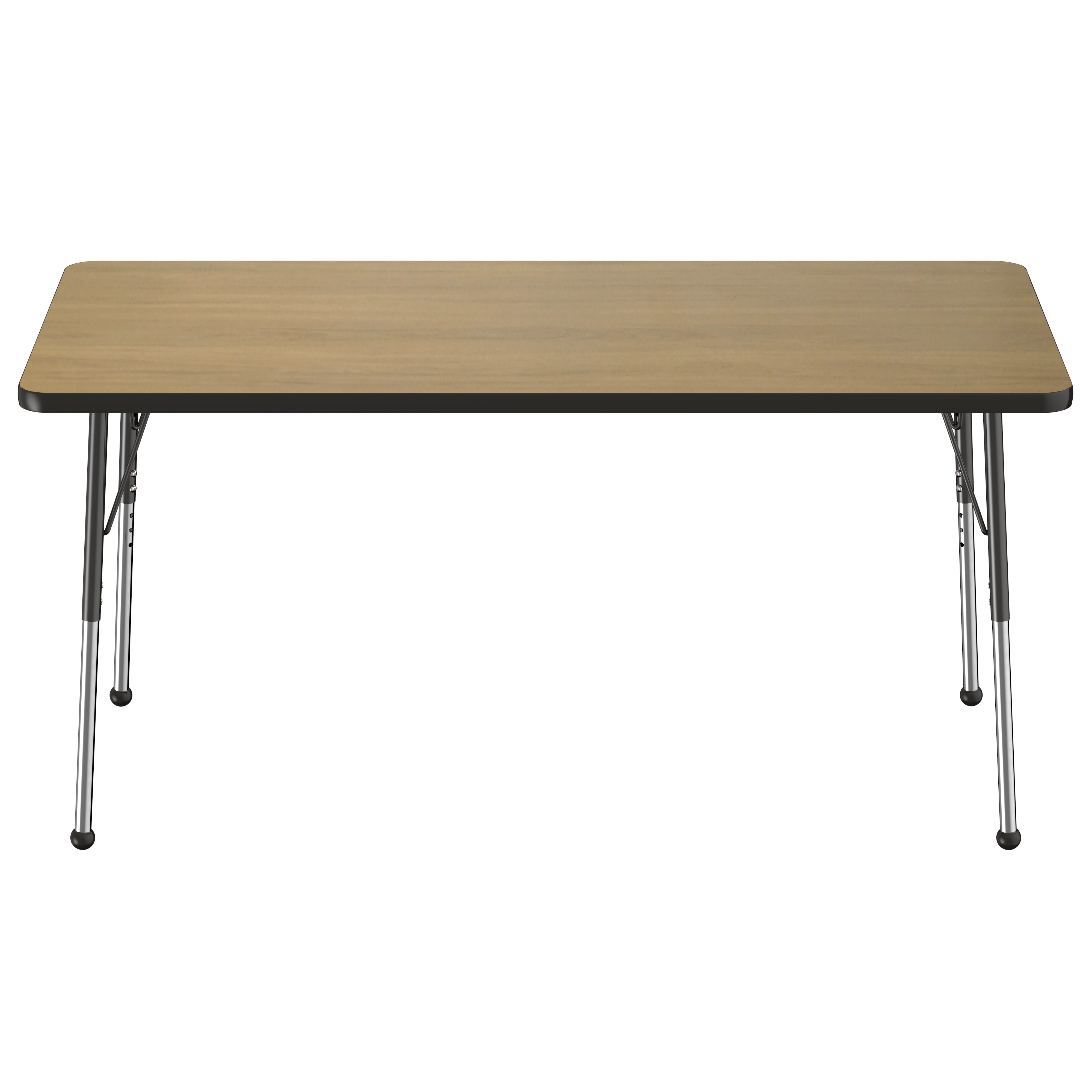 30" x 60" Rectangle T-Molding Activity Table with Adjustable Standard Ball Glide Legs - Pasadena Oak/Black