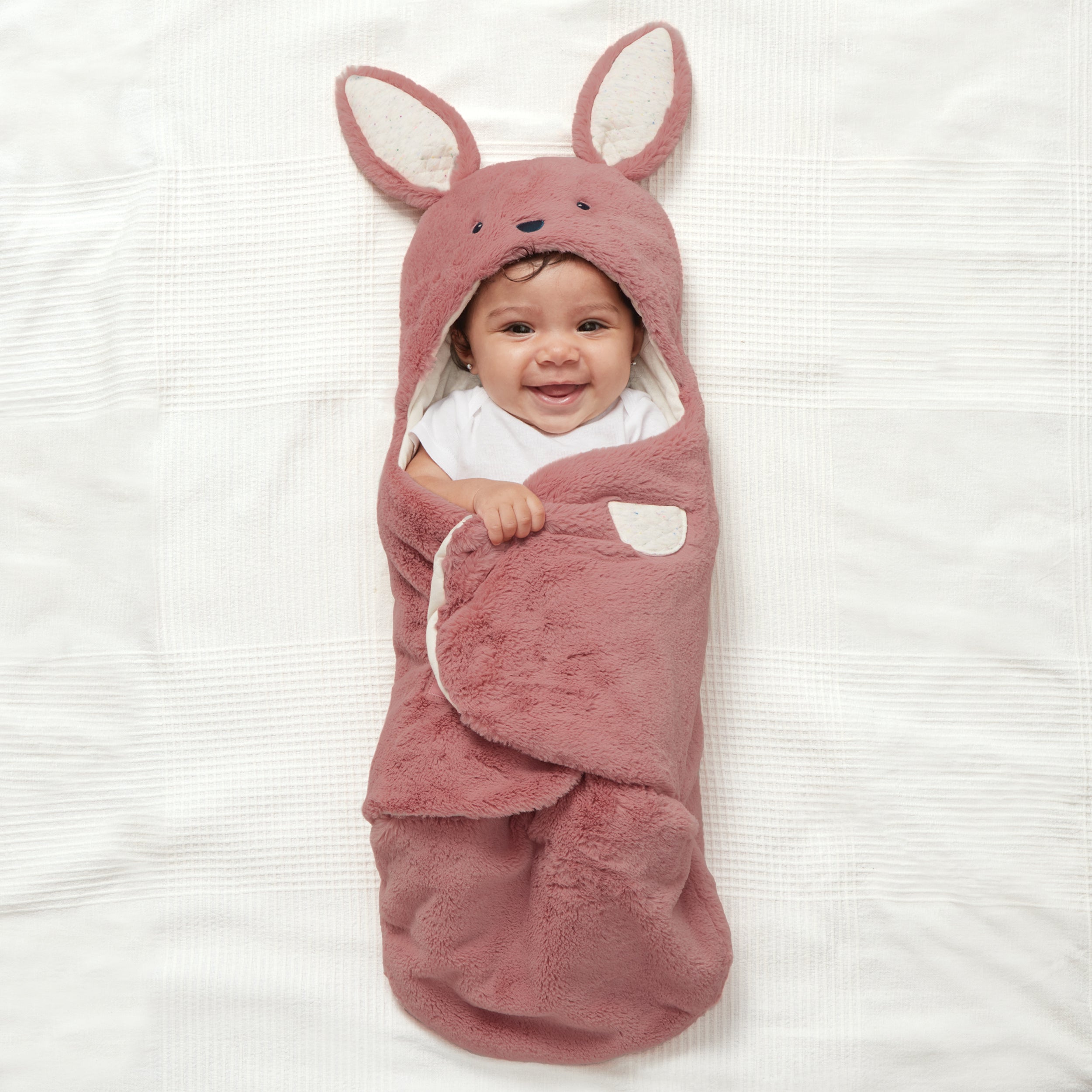 Baby GUND Oh So Snuggly Bunny Blanket Wrap, Plush Hooded Baby Blanket Wrap for Newborns, Pink/Cream, 26”