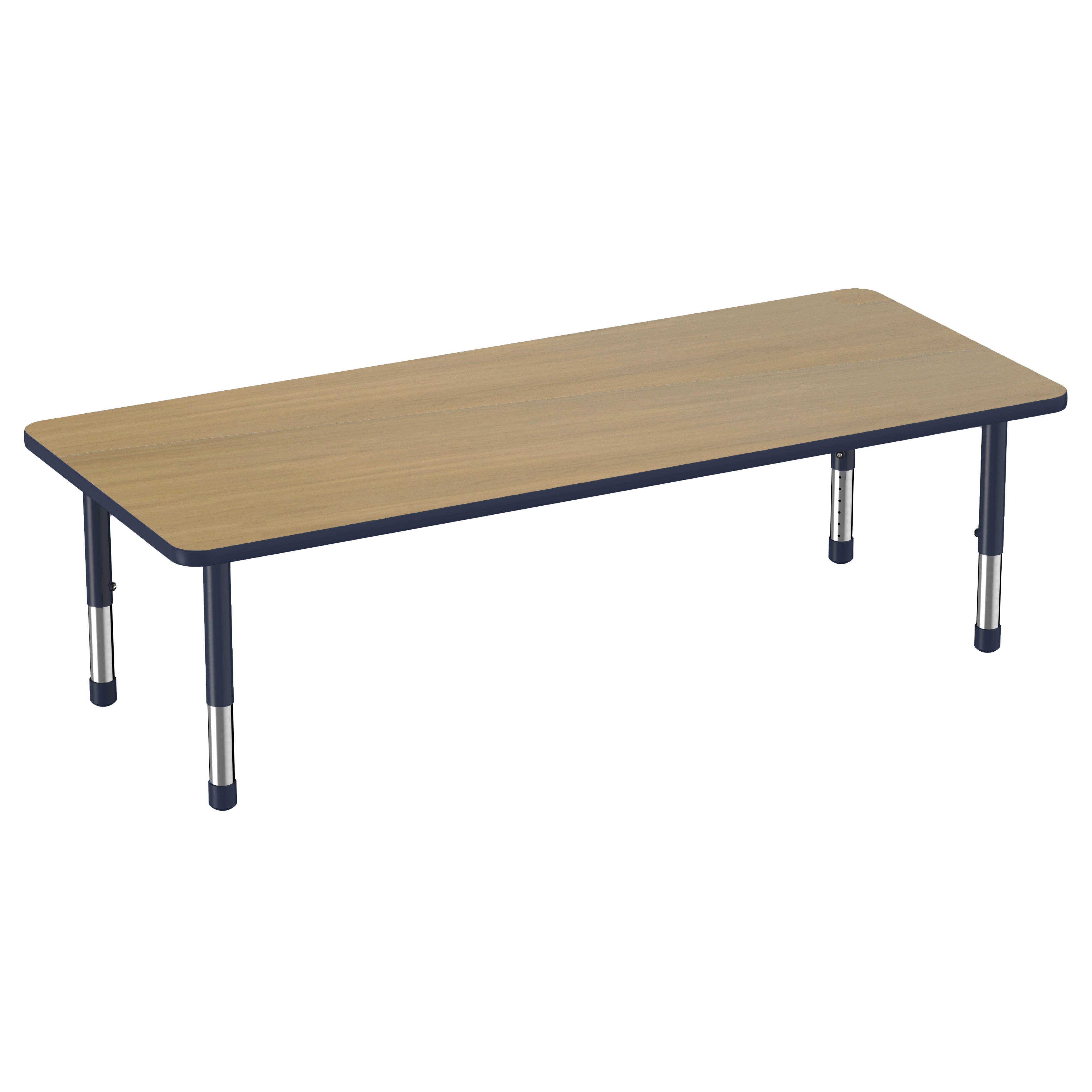 30" x 72" Rectangle Thermofused Activity Table with Adjustable Chunky Legs - Pasadena Oak/Navy