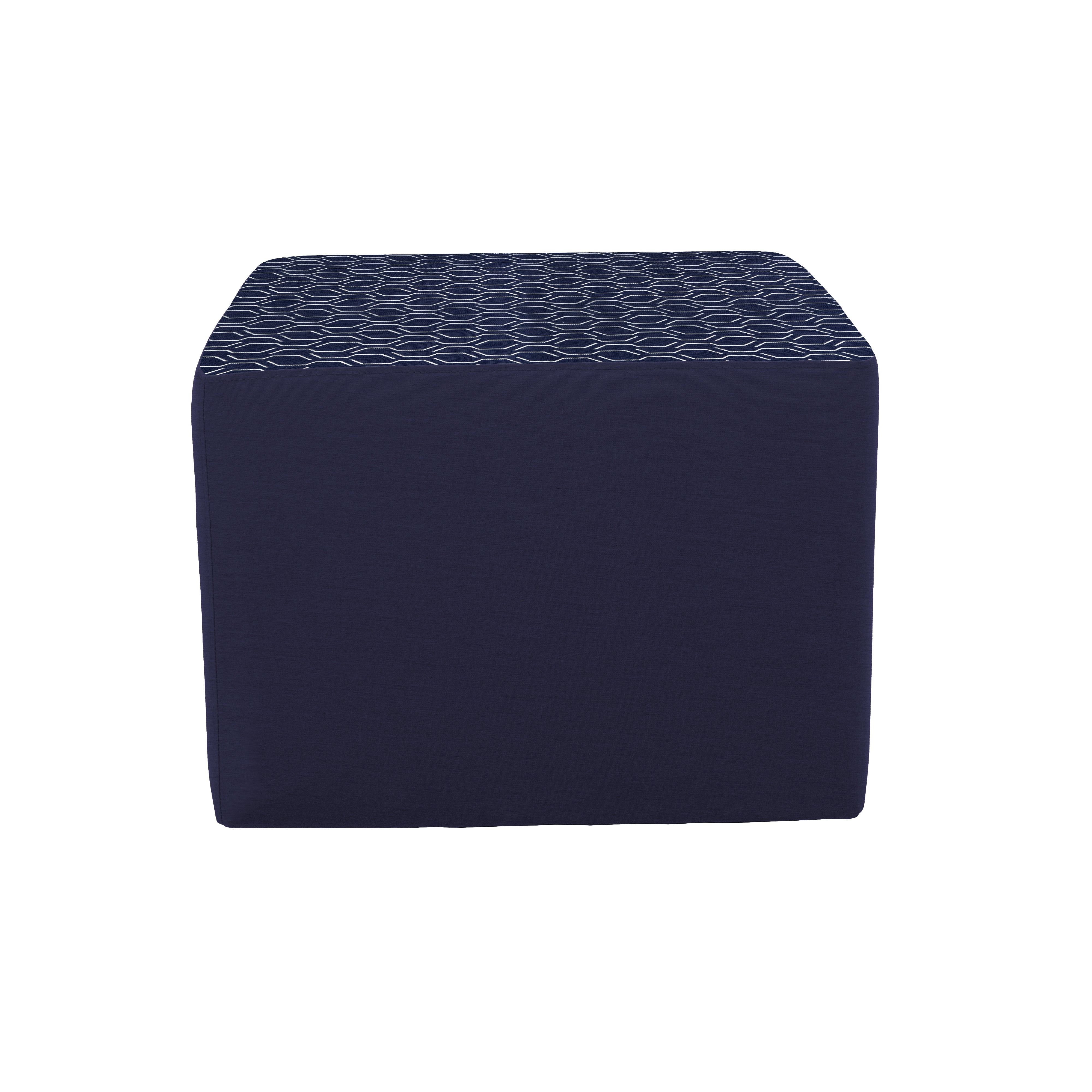 Outdoor 24" Square Ottoman with Sunbrella, 18" H - Adaptation Indigo/Canvas Navy