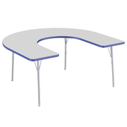 60" x 66" Horseshoe T-Molding Activity Table with Adjustable Standard Swivel Glide Legs - Gray/Blue/Silver