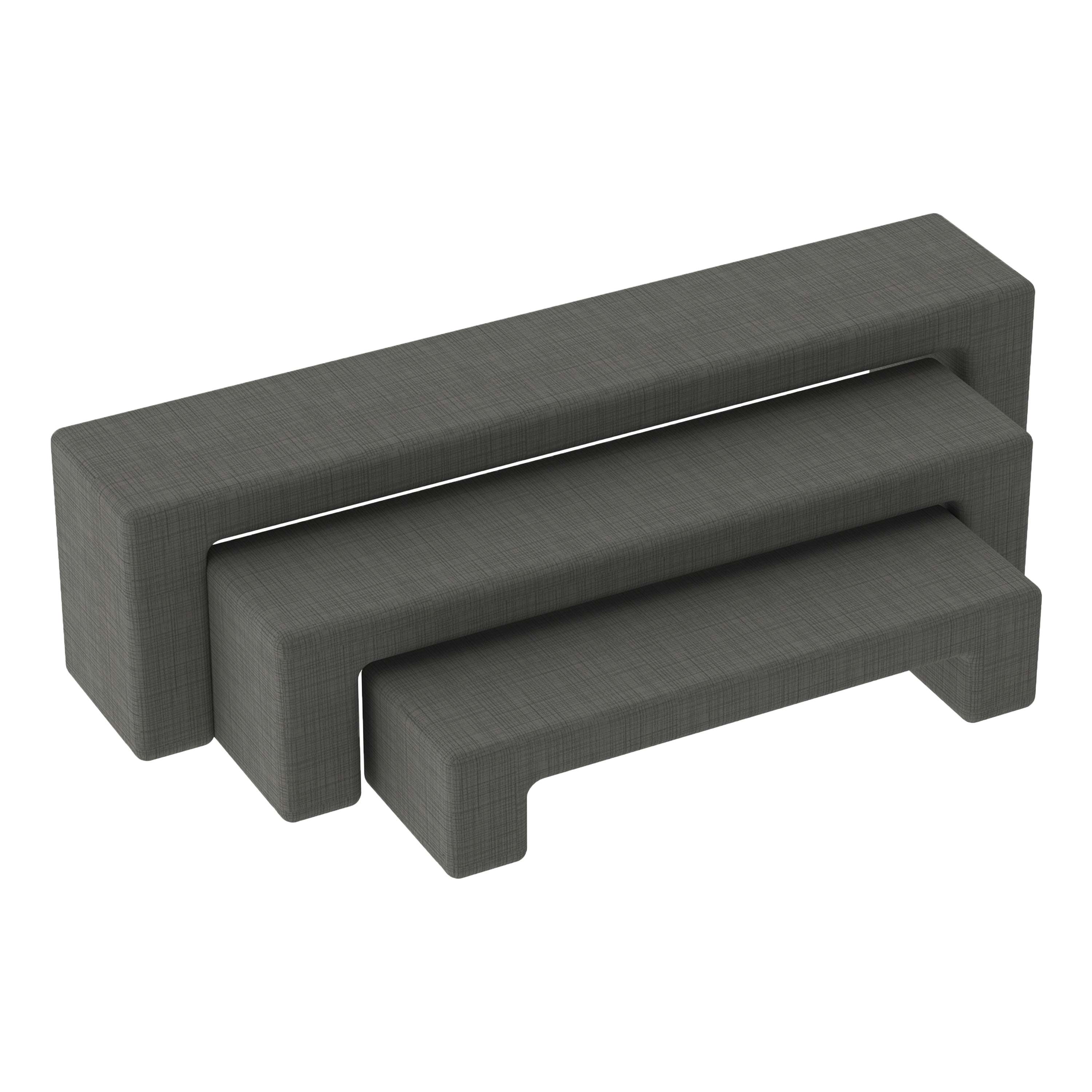 Pro Series Nesting Benches, 3-Piece Set - Slate Gray Crosshatch