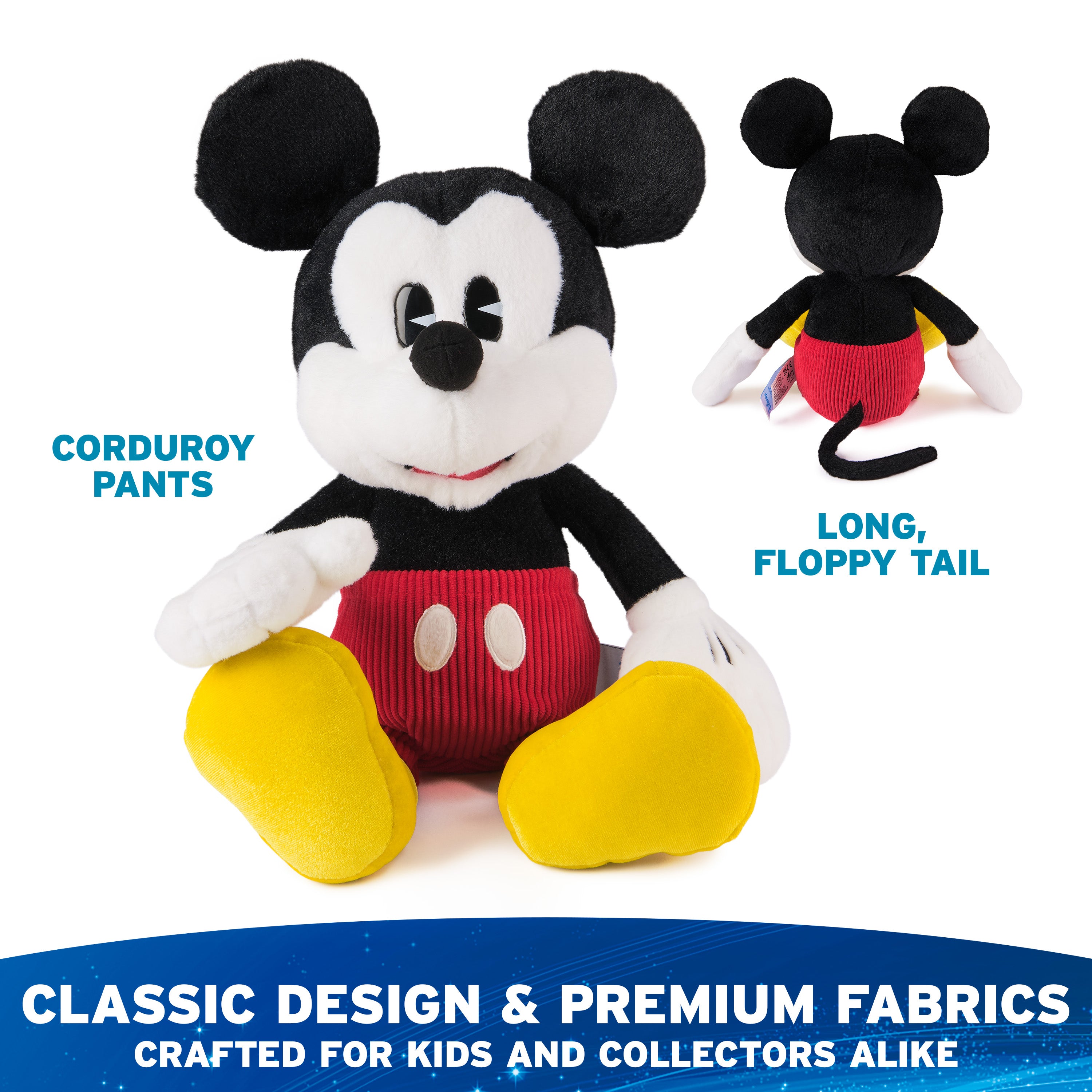 GUND Disney Official Mickey Mouse Classic Plush, Mickey and Friends, Deluxe Collector Stuffed Animal for Ages 1 and Up, Black/White, 14”