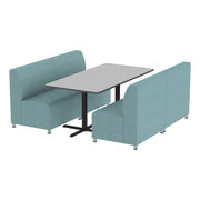 Pro Series Connect Booth with Cafe Table, 5-Piece Set - Sky Blue Crosshatch/Gray/Graphite/Black