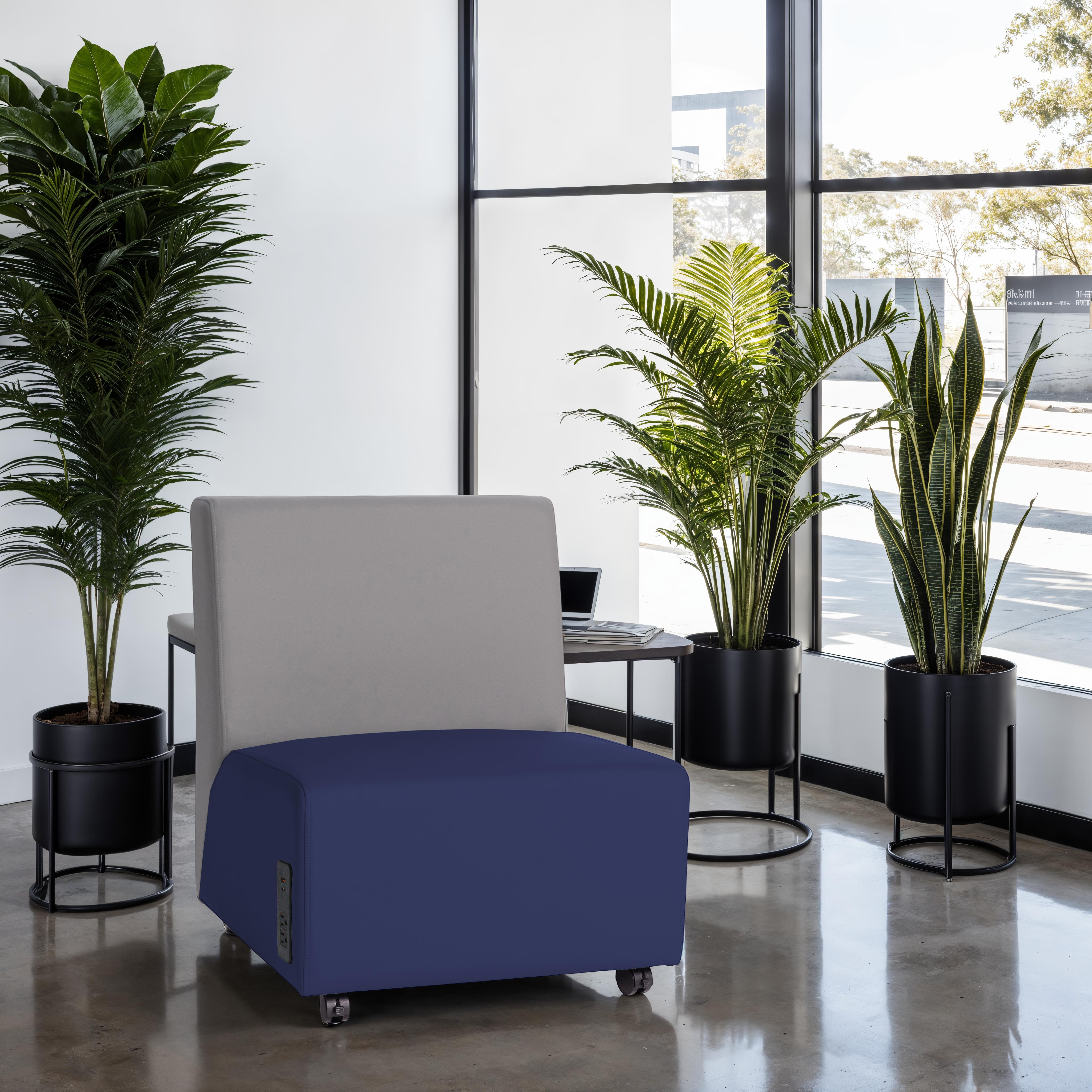 Pro Series Upholstered Armless Mobile Chair with Tech Panel - Navy/Gray
