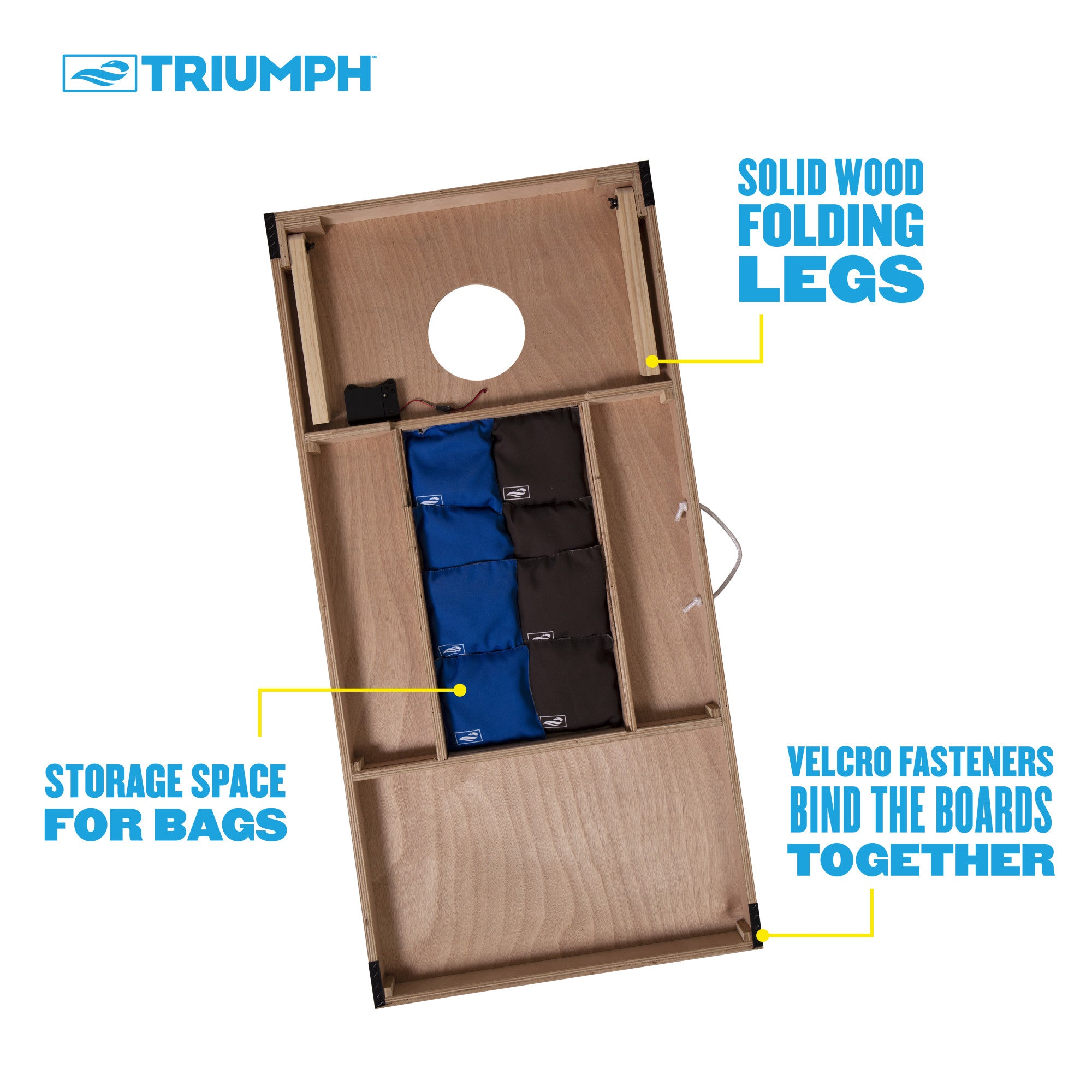 Triumph LED 2X4 Blue/Grey All-Wood Bag Toss