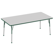 36" x 72" Rectangle T-Molding Activity Table with Adjustable Standard Ball Glide Legs - Gray/Green