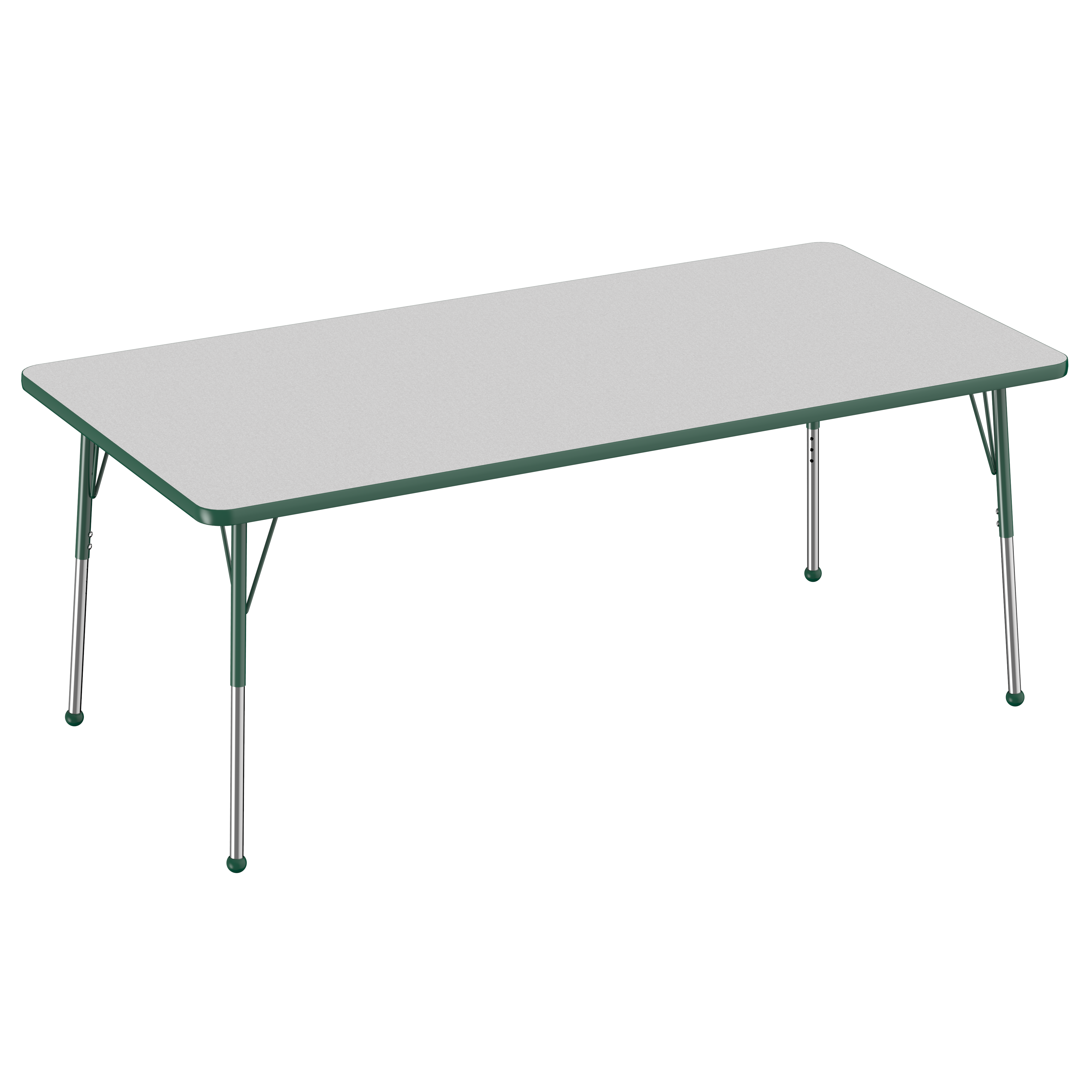 36" x 72" Rectangle T-Molding Activity Table with Adjustable Standard Ball Glide Legs - Gray/Green