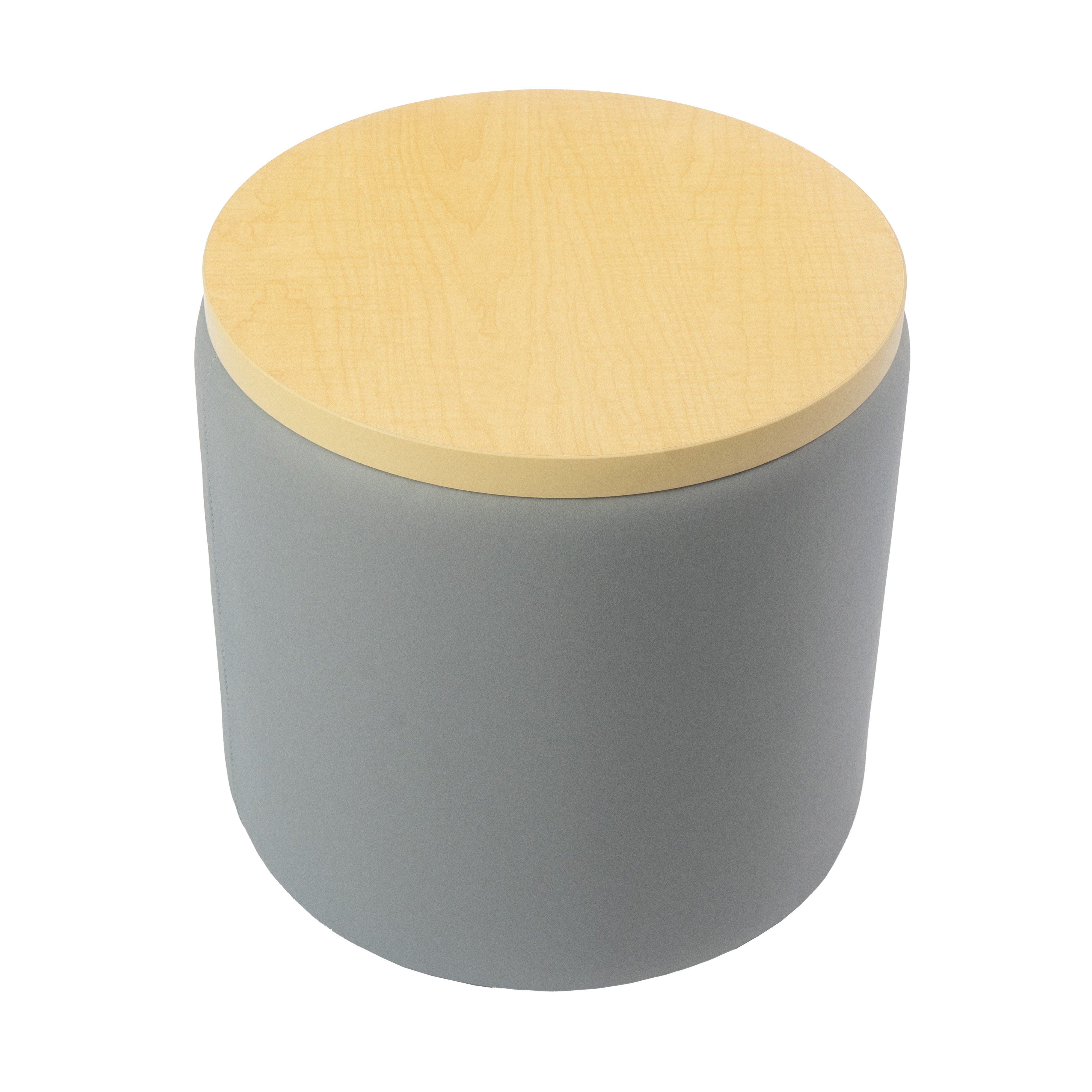 Pro Series Upholstered 18" Round Ottoman Table 18" Height - Gray/Maple