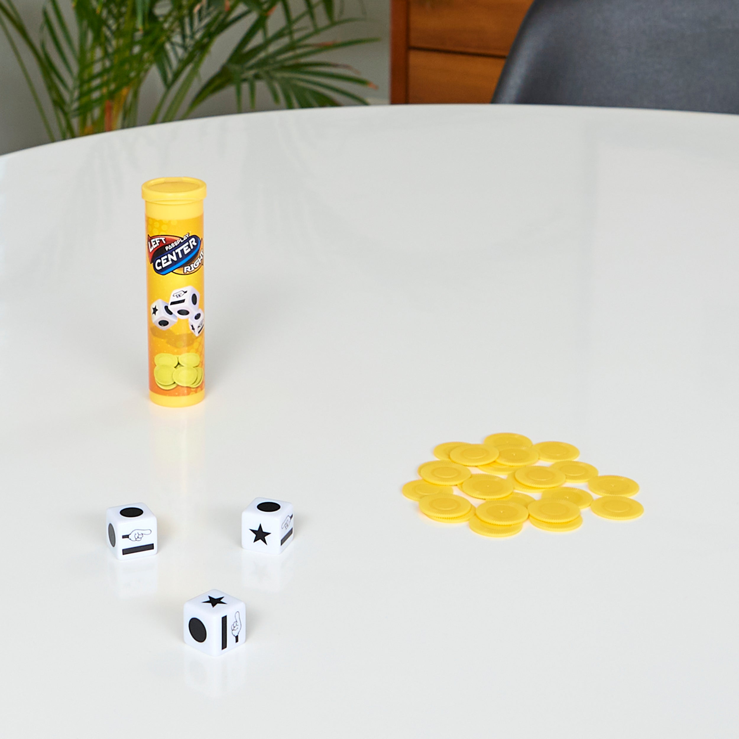The Game of Left Center Right, Easy Addictive Travel Tube Fun Dice Game for Road Trips, for Kids & Adults Ages 8 and up