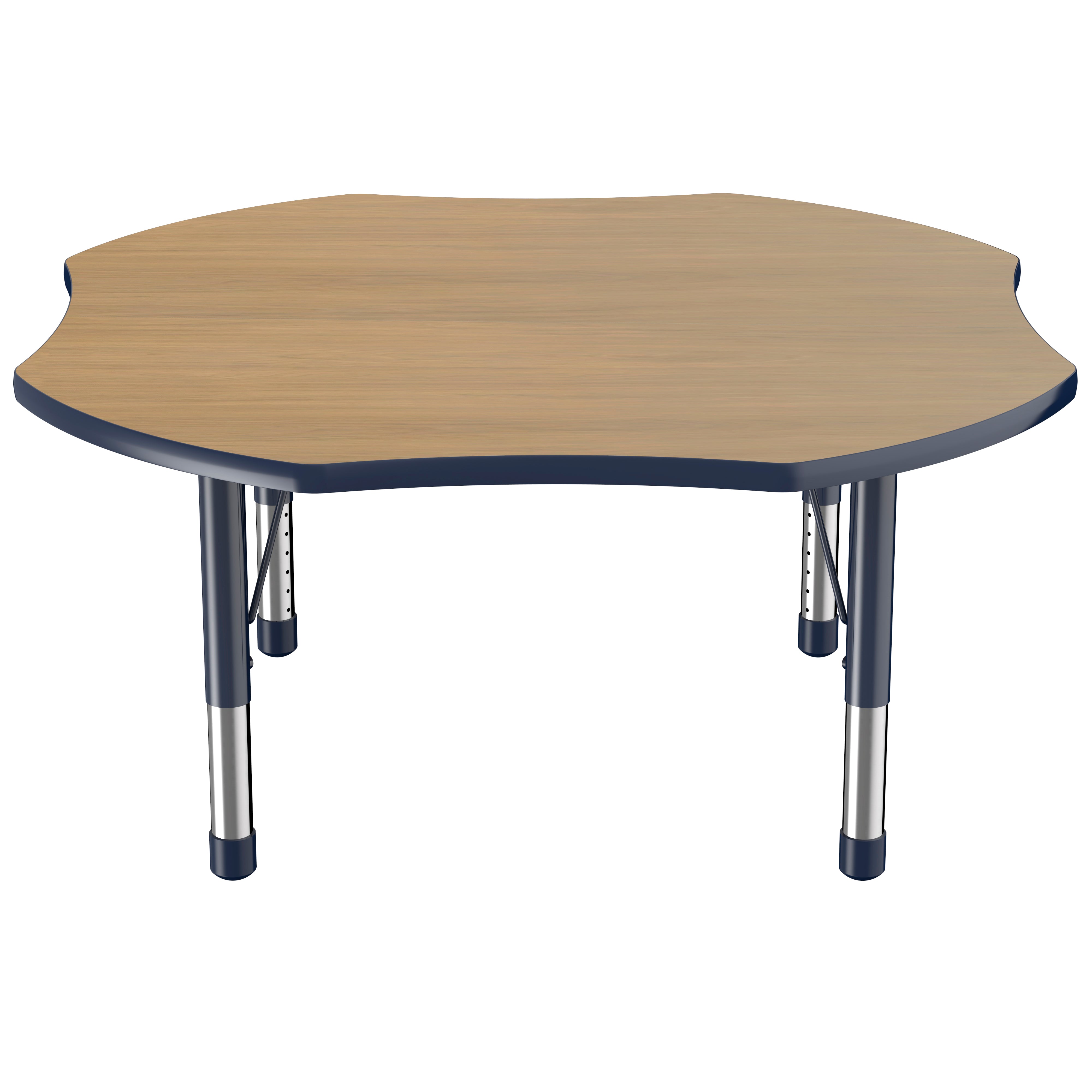 48" x 48" Clover T-Molding Activity Table with Adjustable Chunky Legs - Pasadena Oak/Navy