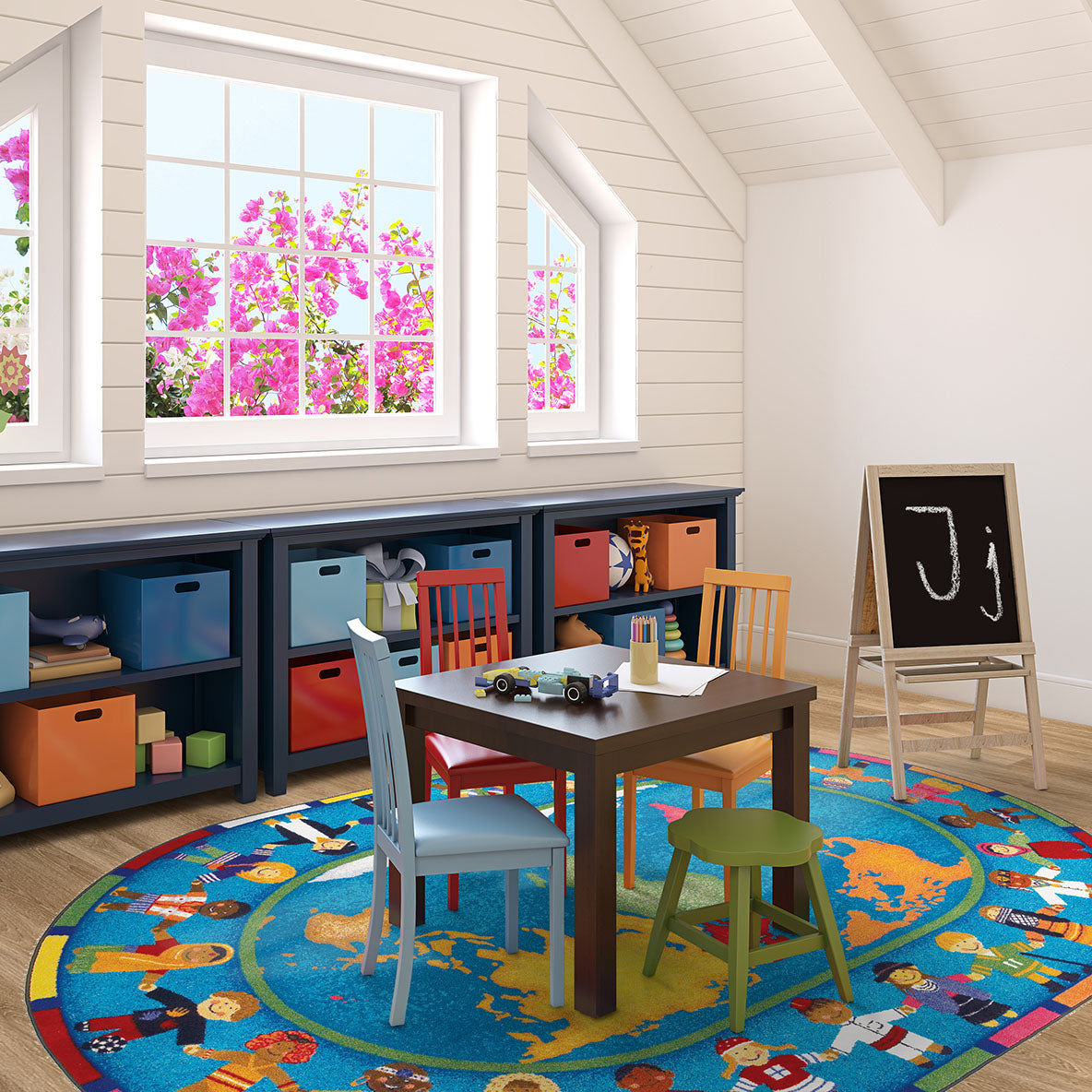 Hands Around the World 7'8" x 10'9" Oval area rug in color Multi