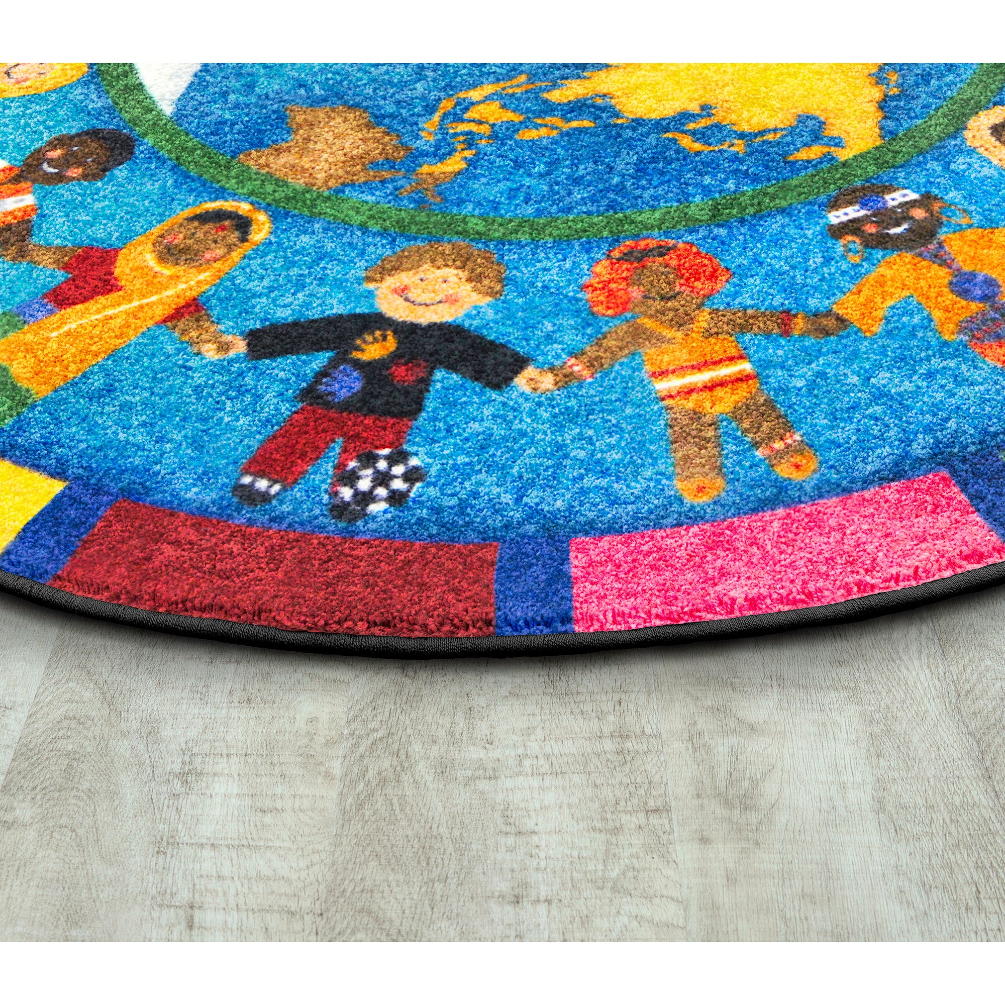 Hands Around the World 5'4" x 7'8" Oval area rug in color Multi