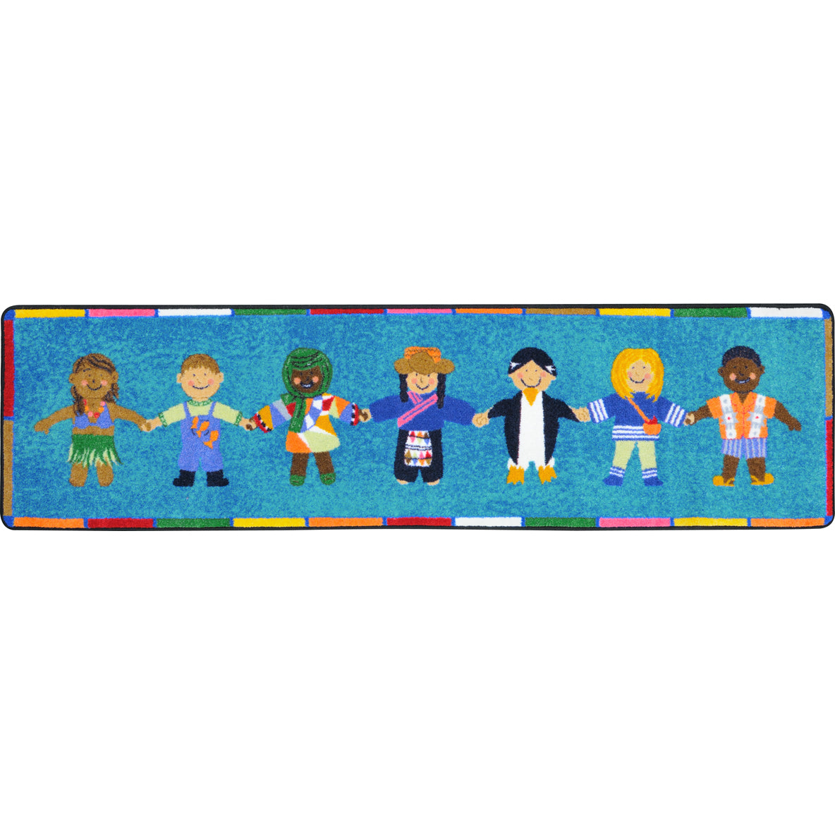 Hands Around the World 2'1" x 7'8" Runner area rug in color Multi