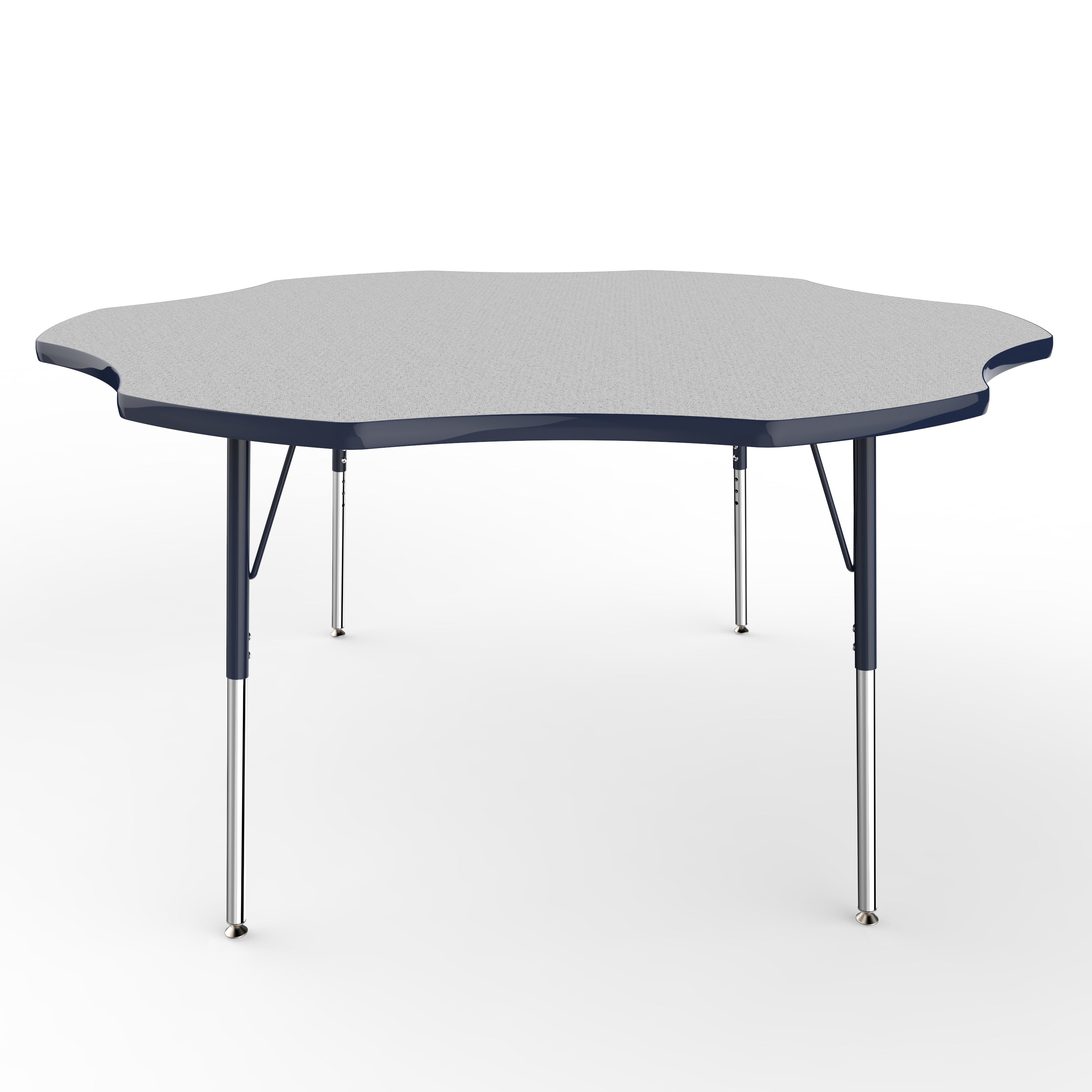60" x 60" Flower T-Molding Activity Table with Adjustable Standard Swivel Glide Legs - Gray/Navy