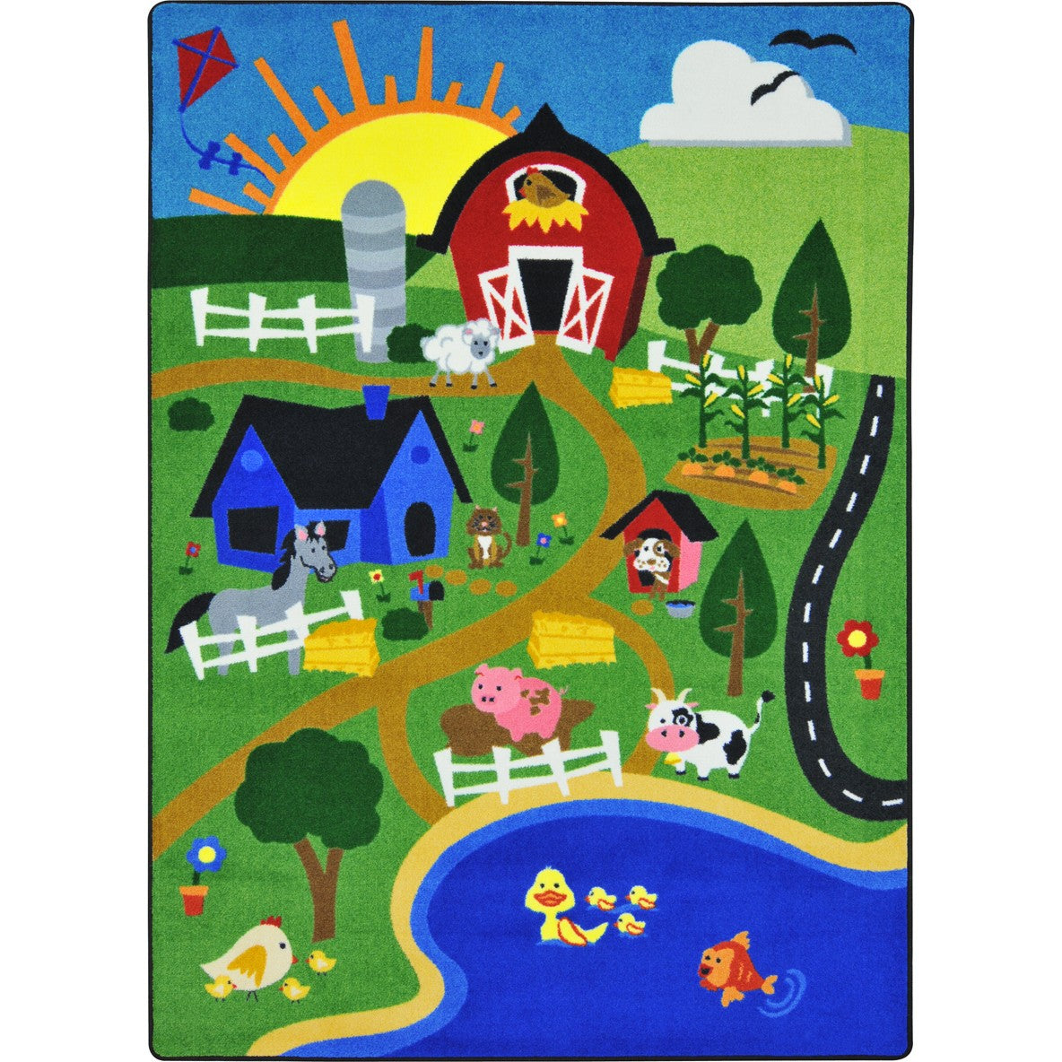 Happy Farm 5'4" x 7'8" area rug in color Multi