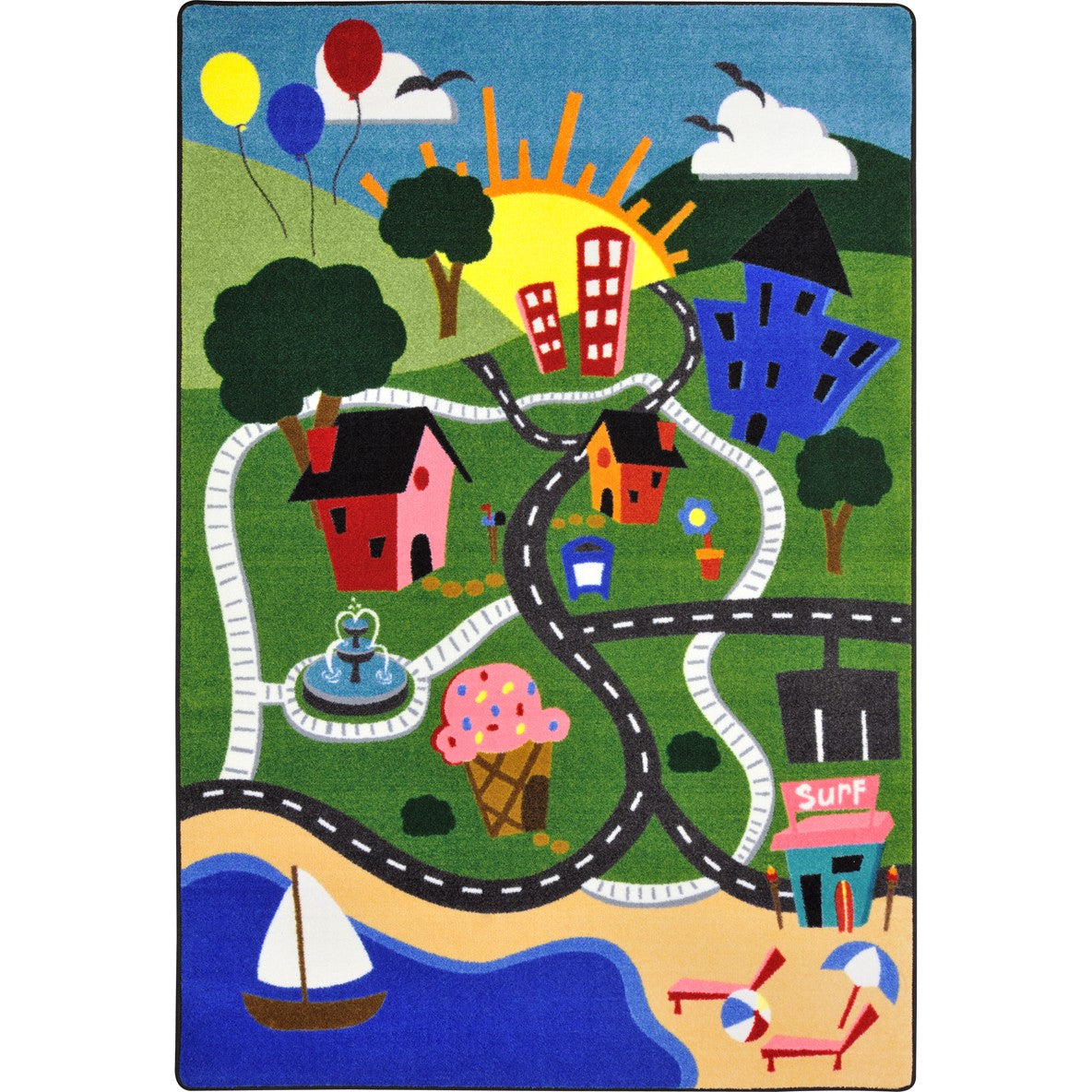 Happy Town 5'4" x 7'8" area rug in color Multi