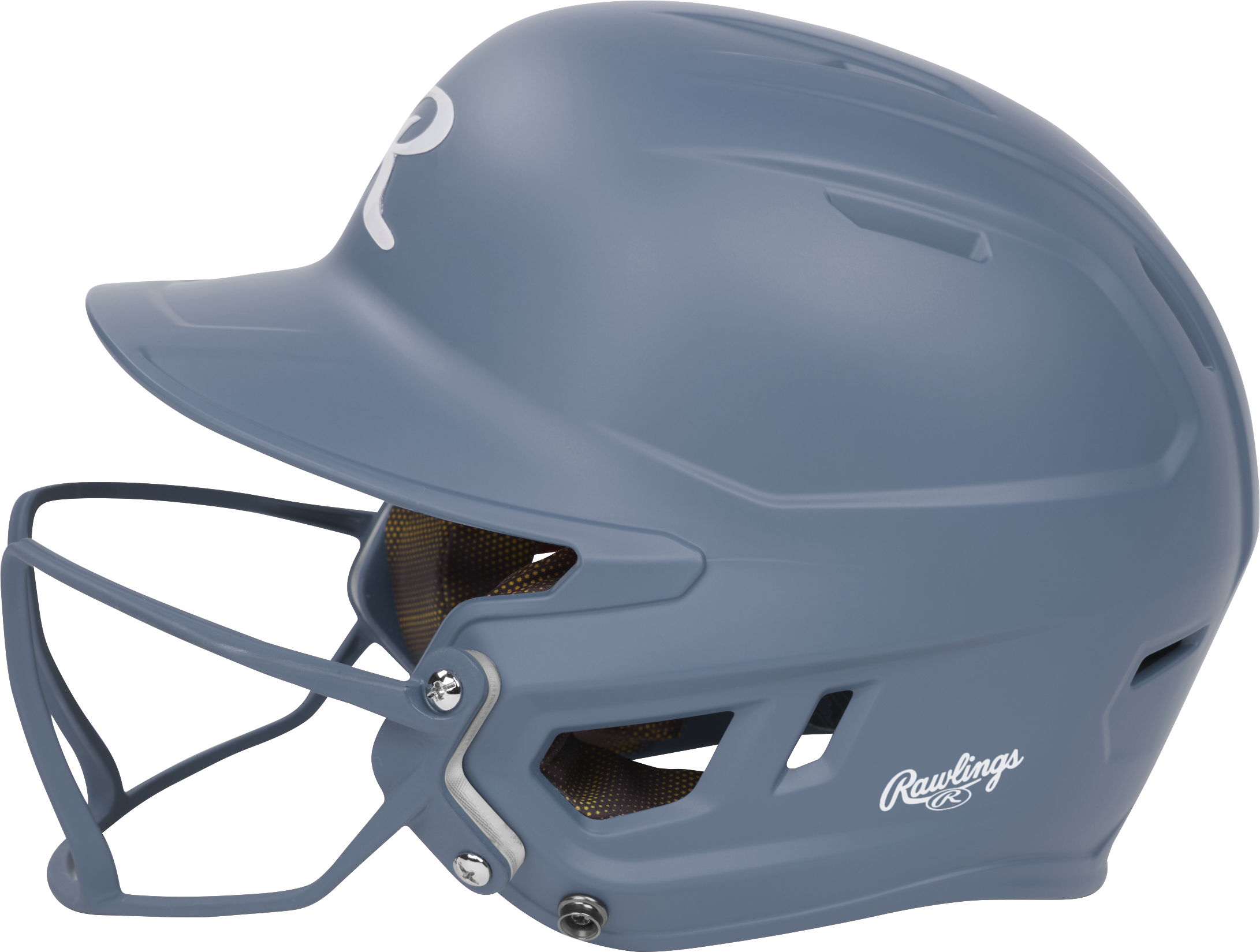 Rawlings Mach Hi-Viz Senior Matte Batting Helmet With Hi-Viz Face Guard - Columbia Blue