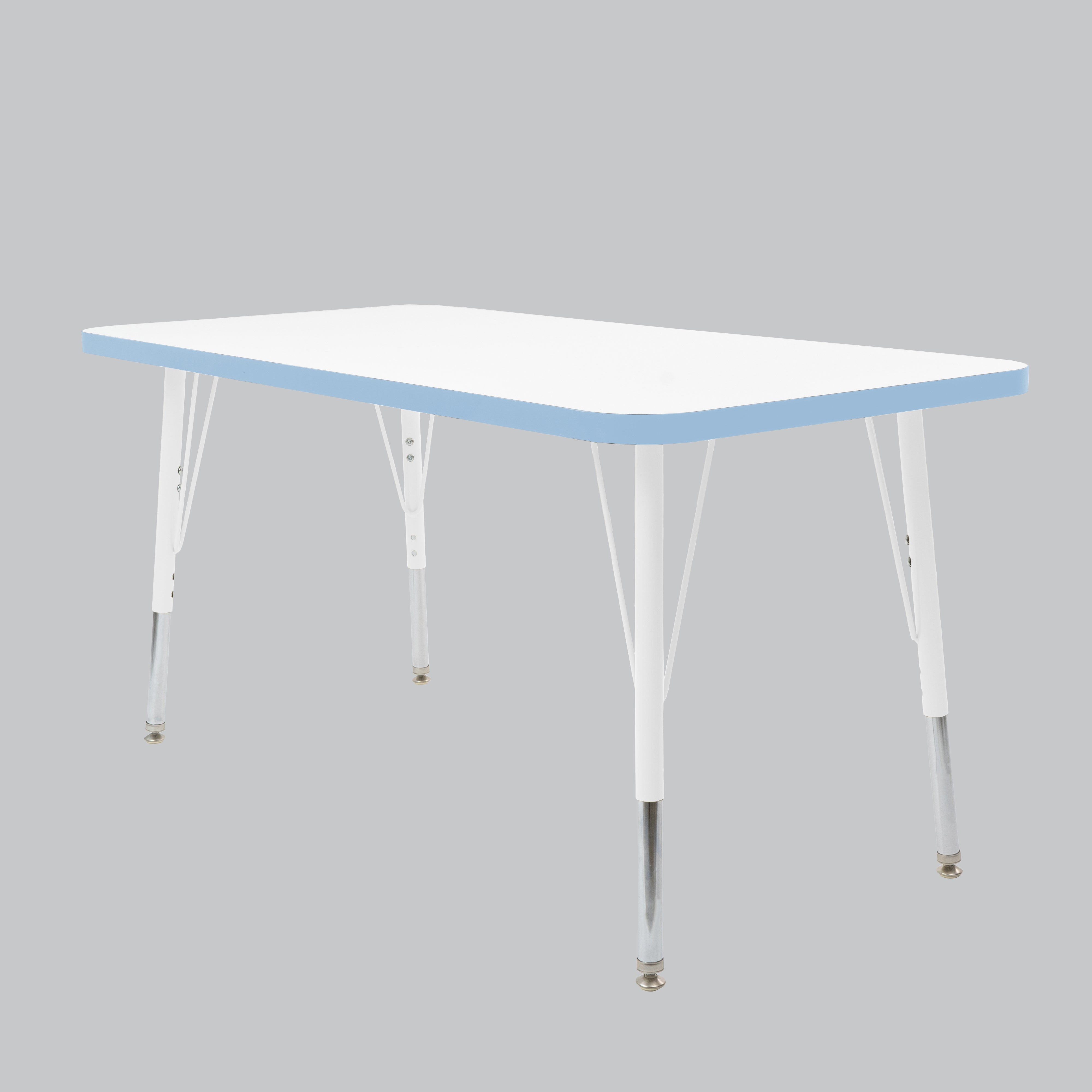 24" x 48" Rectangle Thermofused Activity Table with Adjustable Standard Swivel Glide Legs - White/Powder Blue/White