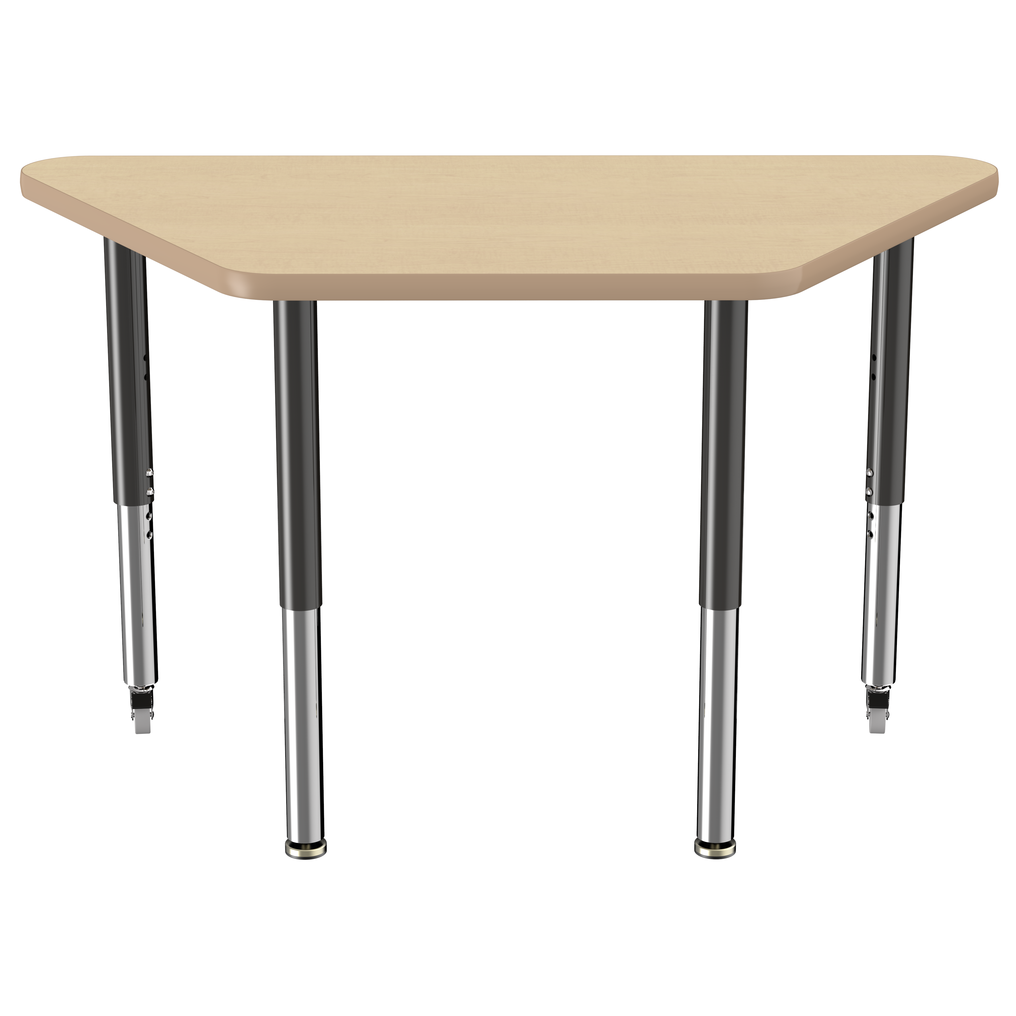 24" x 48" Trapezoid T-Molding Activity Table with Adjustable Super Legs - Maple/Maple/Black