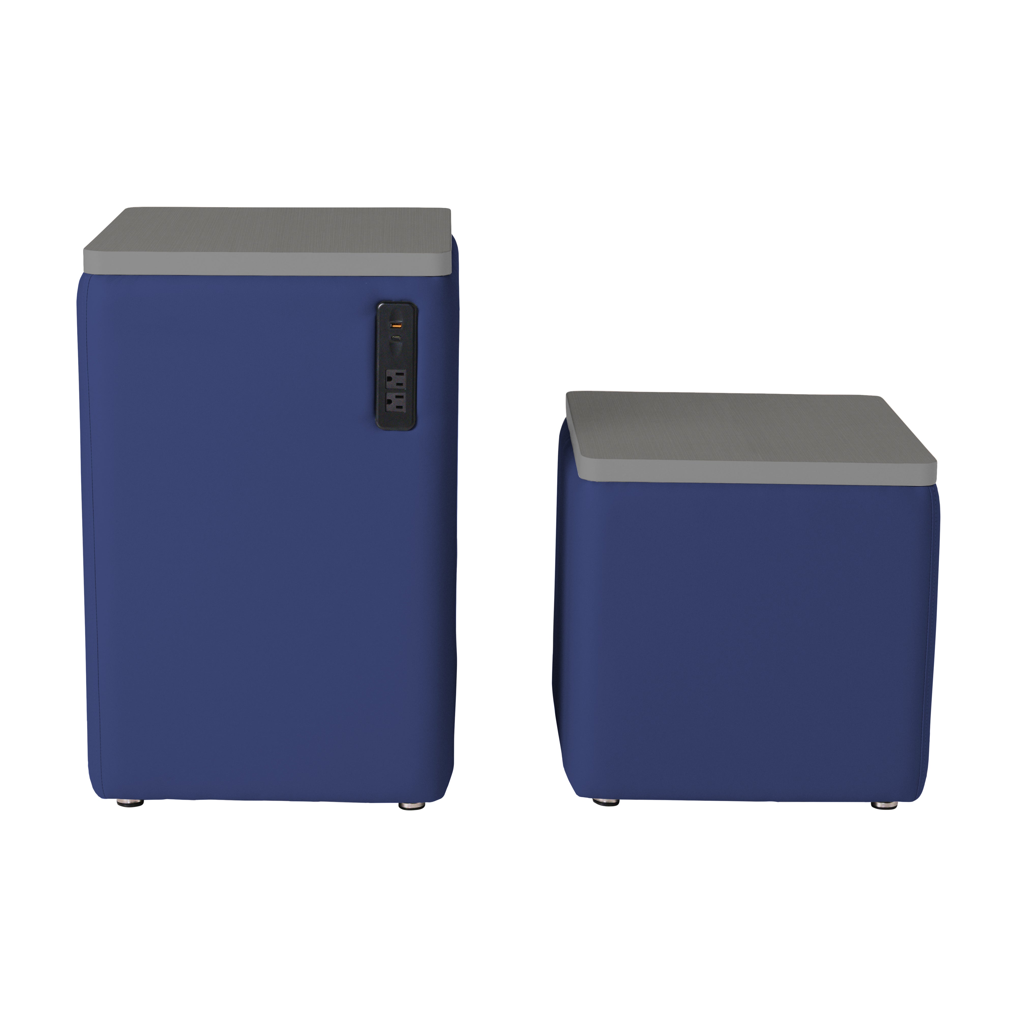Pro Series Upholstered 18" x 18" Square Ottoman Table with Tech Panel 28" Height - Navy/Cosmic Strandz