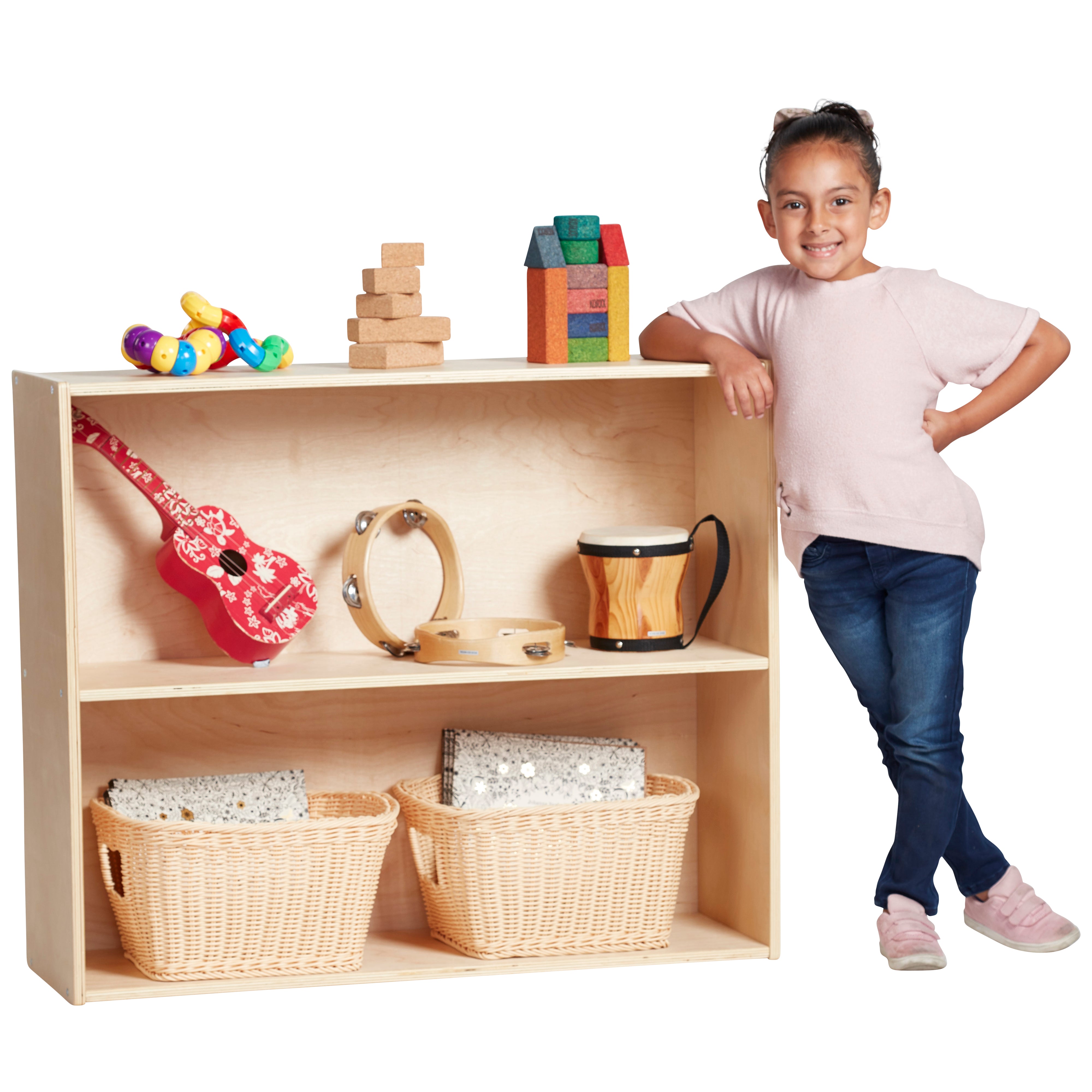 Streamline 2-Shelf Storage Cabinet with Back 30in H - Natural