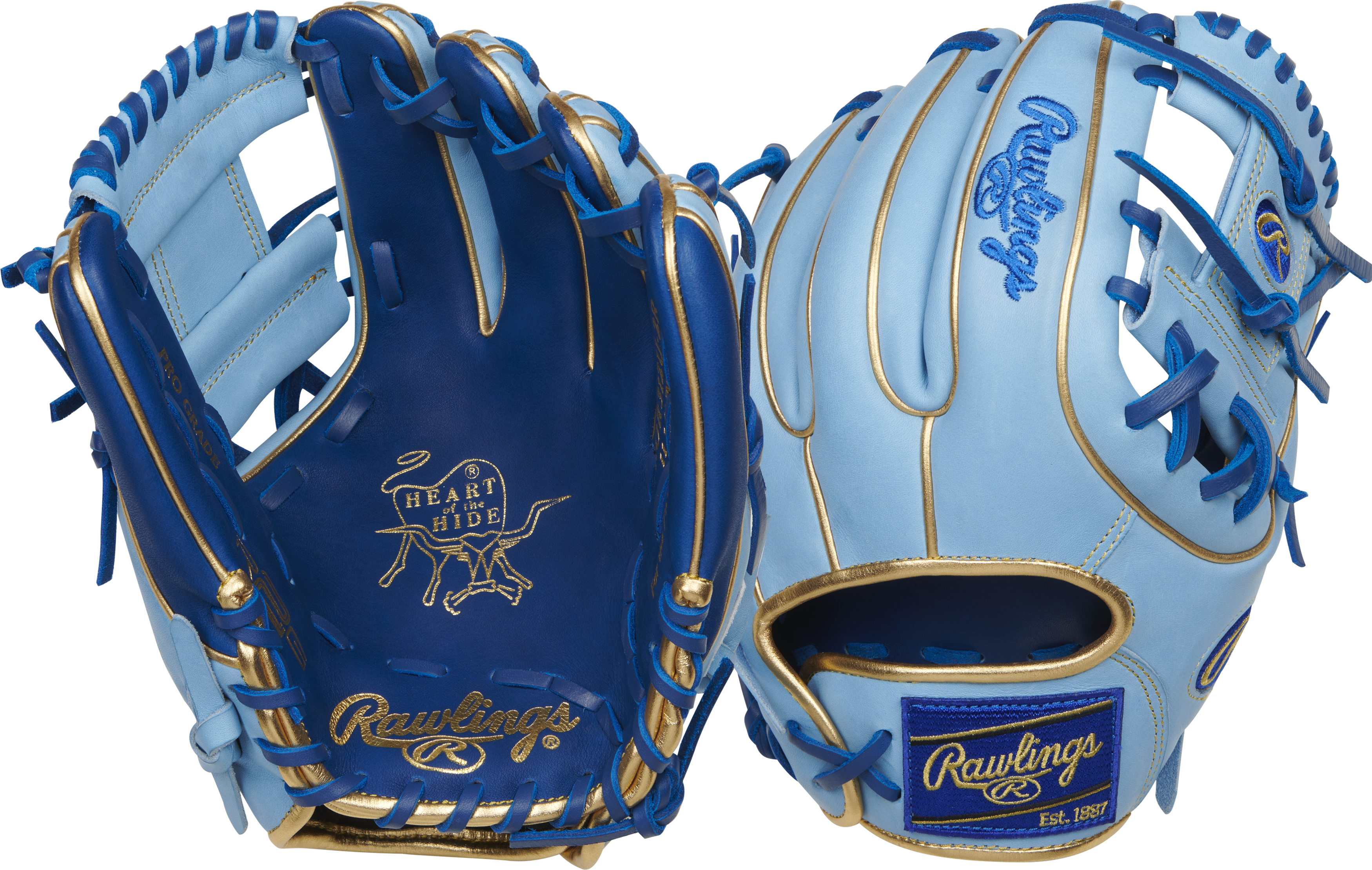Rawlings Heart Of The Hide With Contour Technology 11.25-Inch Baseball Glove - Right Hand Thrower - Royal/Columbia Blue