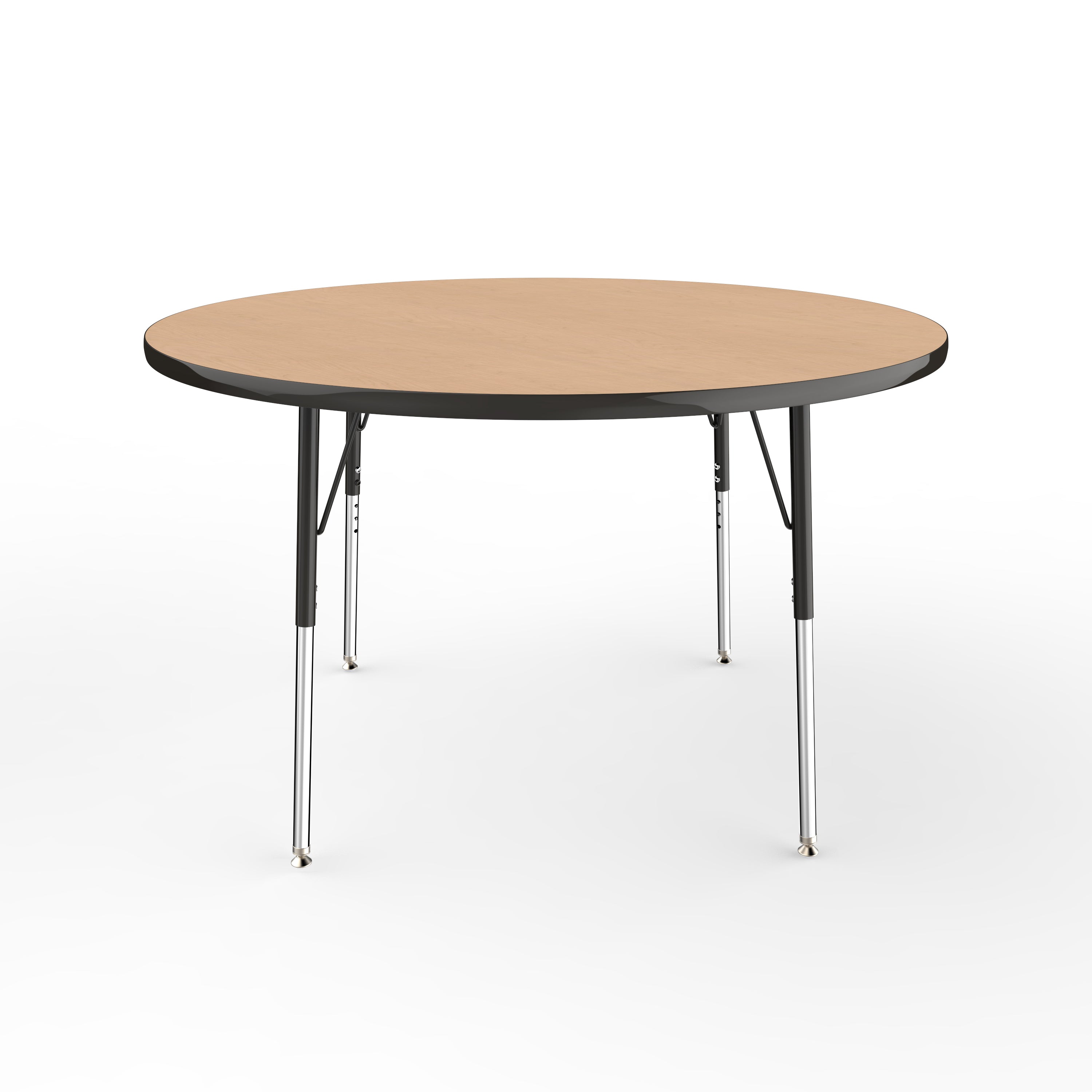 48" Round T-Molding Activity Table with Adjustable Standard Swivel Glide Legs - Maple/Black