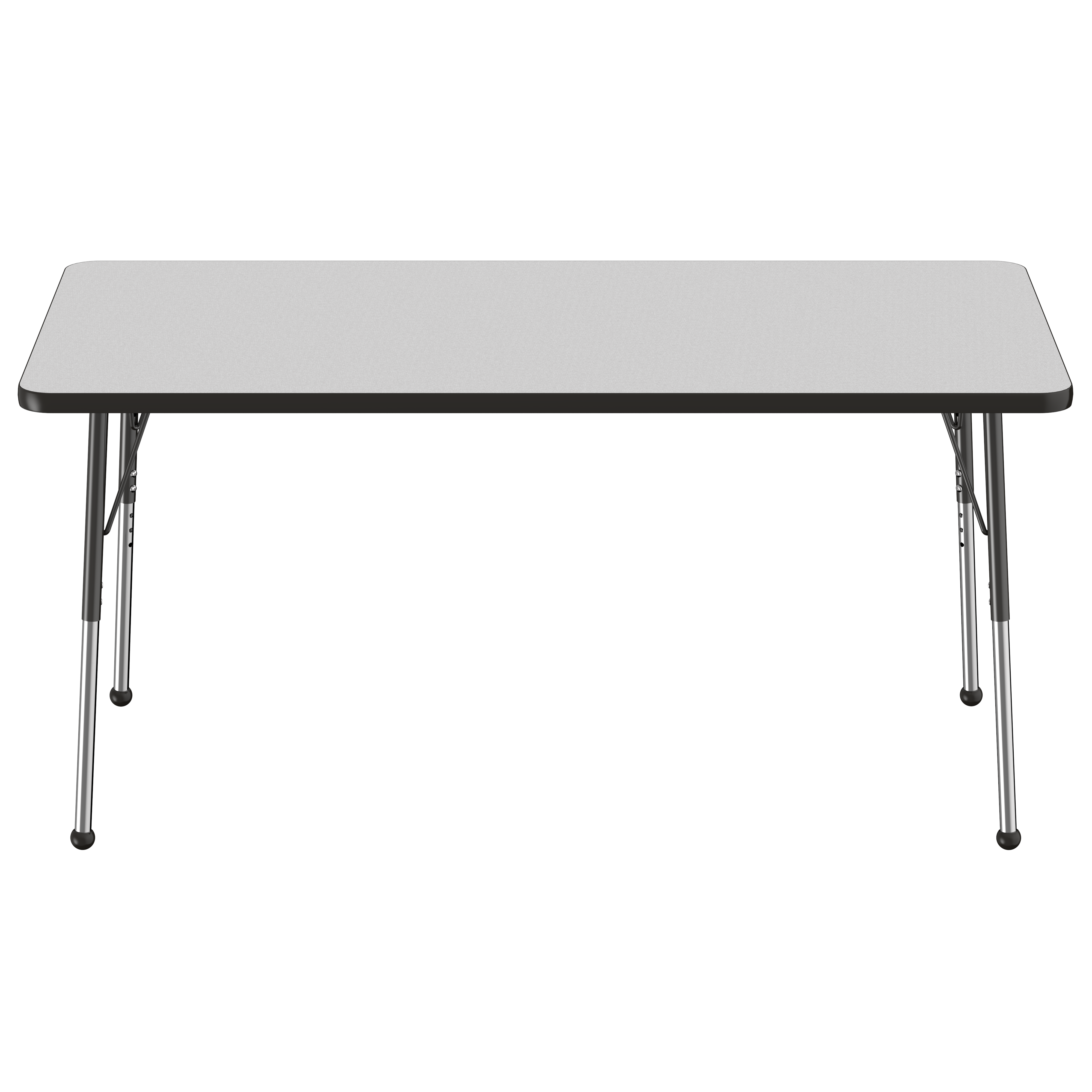 30" x 60" Rectangle T-Molding Activity Table with Adjustable Standard Ball Glide Legs - Gray/Black