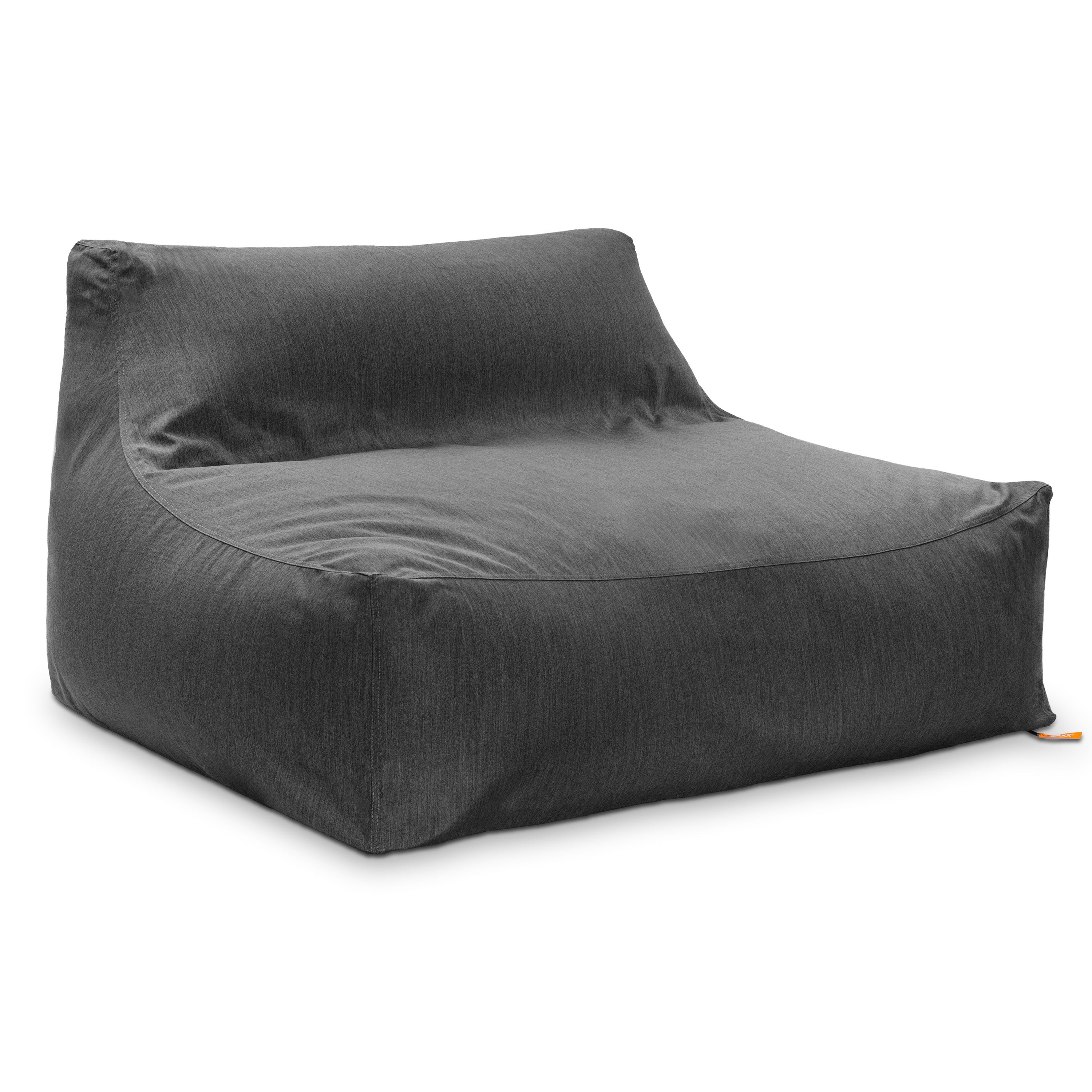 Jaxx Lavista Outdoor Bean Bag Loveseat / Modern Patio Sofa, Charcoal Sunbrella