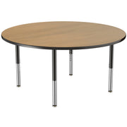 60" Round T-Molding Activity Table with Adjustable Super Legs - Pasadena Oak/Black