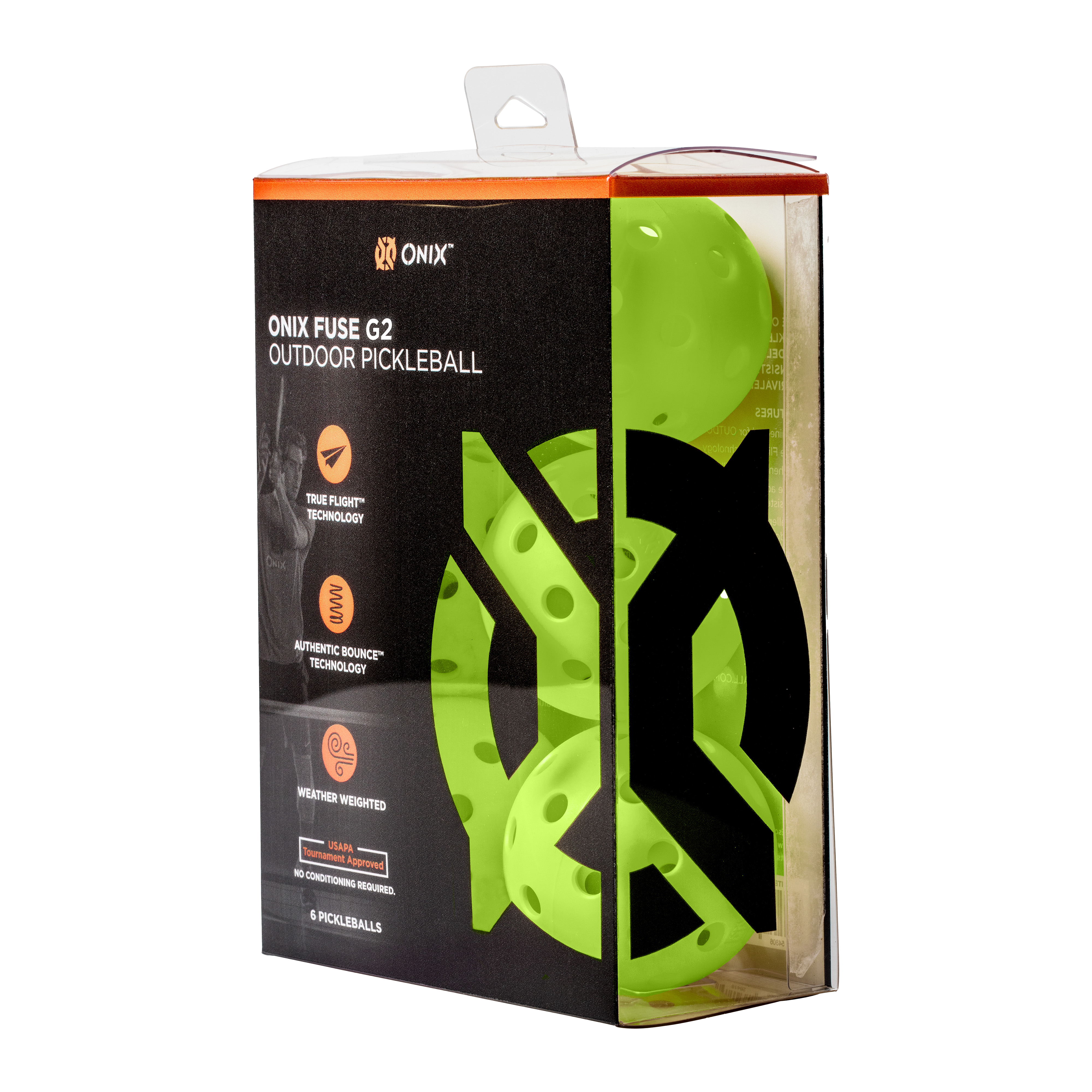 ONIX Fuse G2 Outdoor Pickleball Balls (6 Pack) - Neon Green