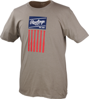 Rawlings Adult Bat Flag T-Shirt - Small - Gray