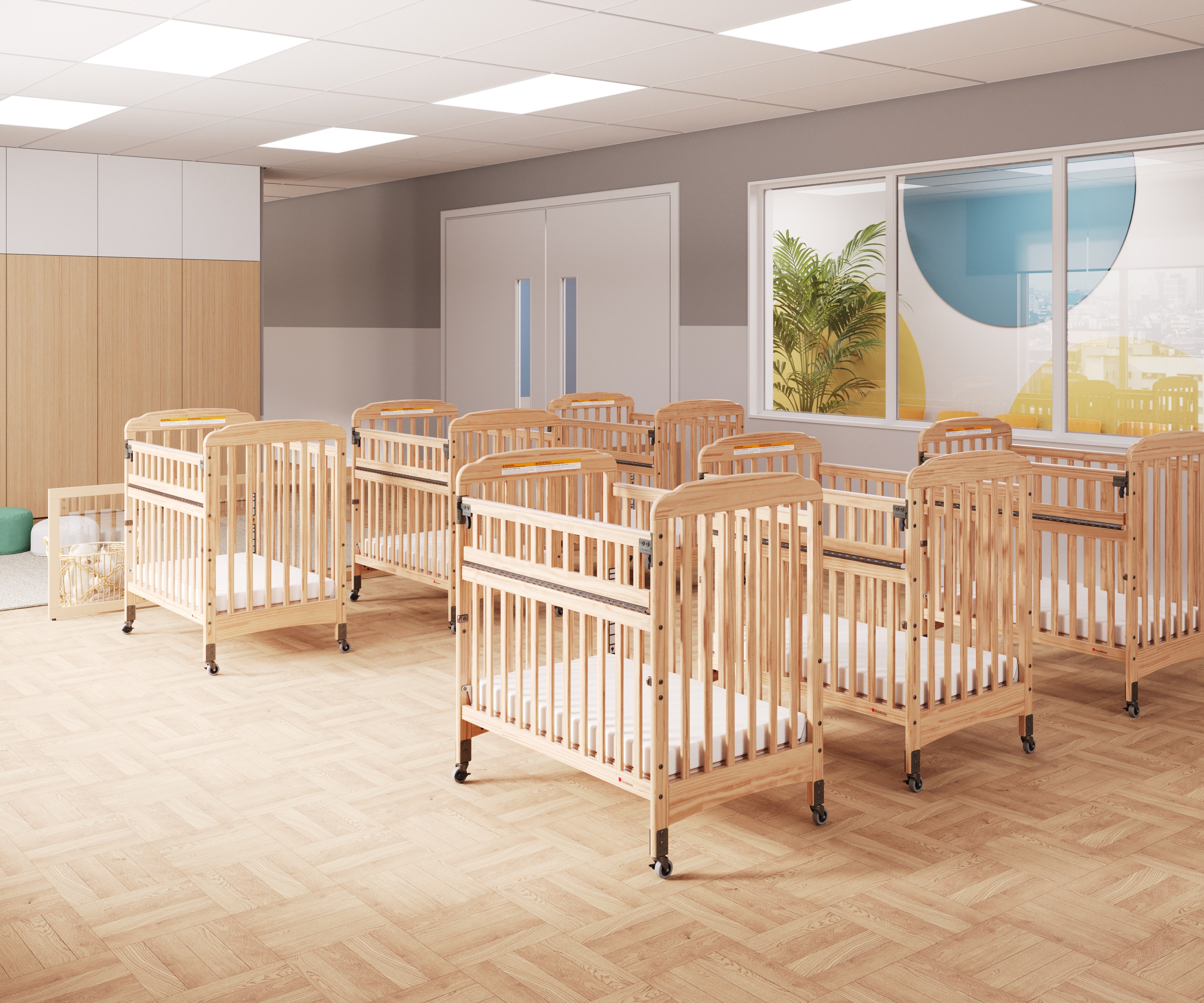 Next Gen Serenity SafeReach Slatted Compact Crib, Natural - US
