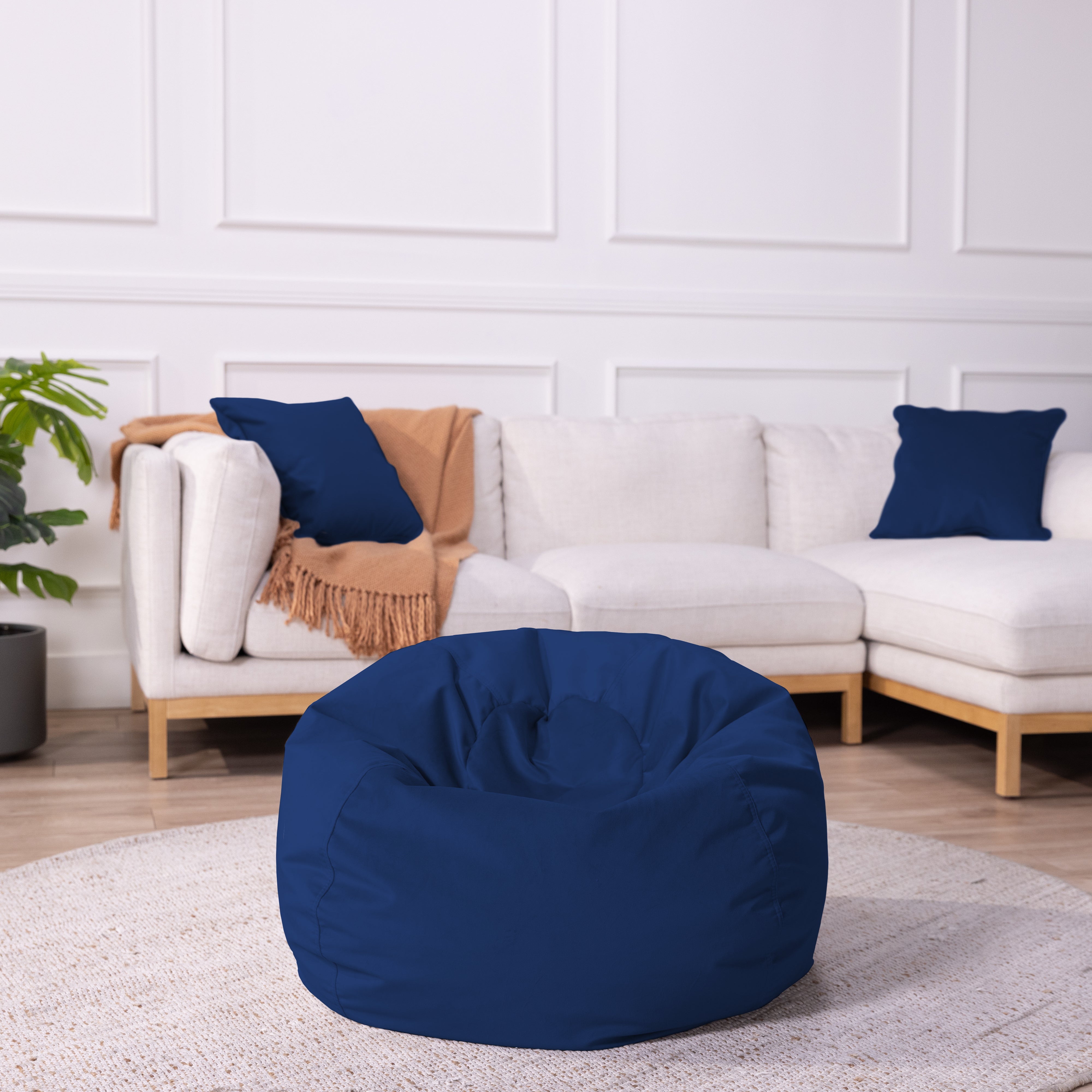30" Round Velvety Bean Bag - Eclipse