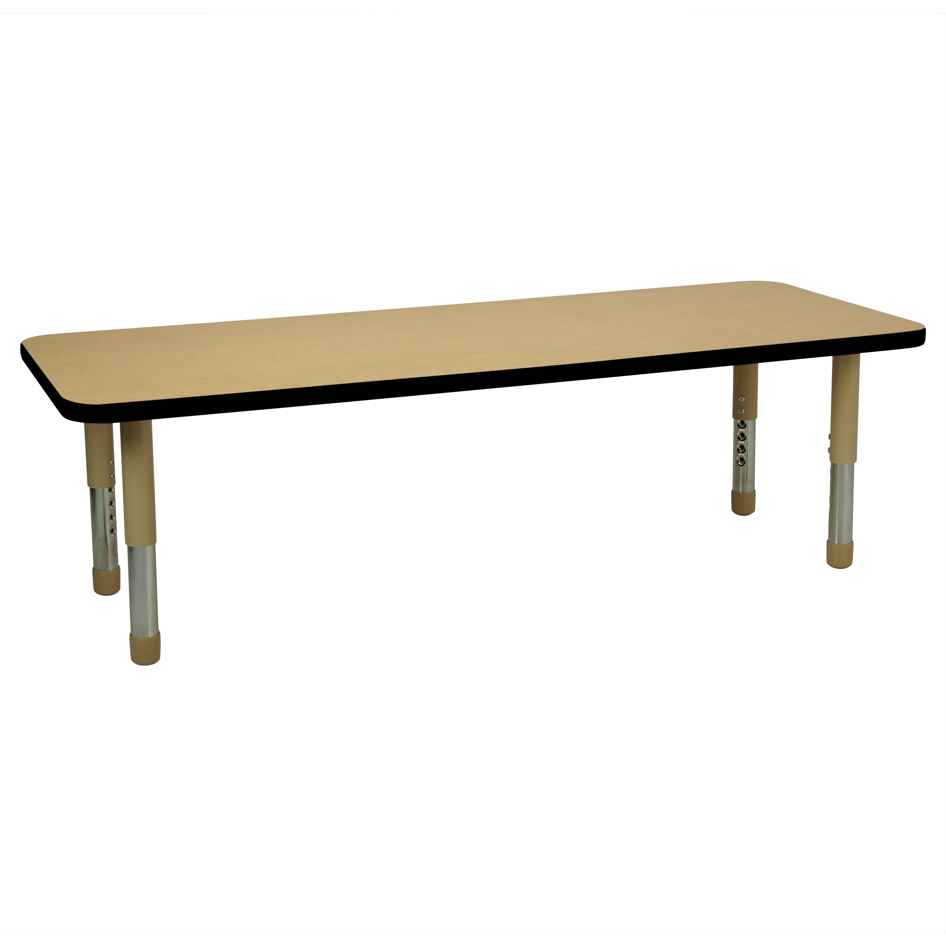 24" x 60" Rectangle T-Molding Activity Table with Adjustable Tiny Tot Legs - Maple/Black/Sand