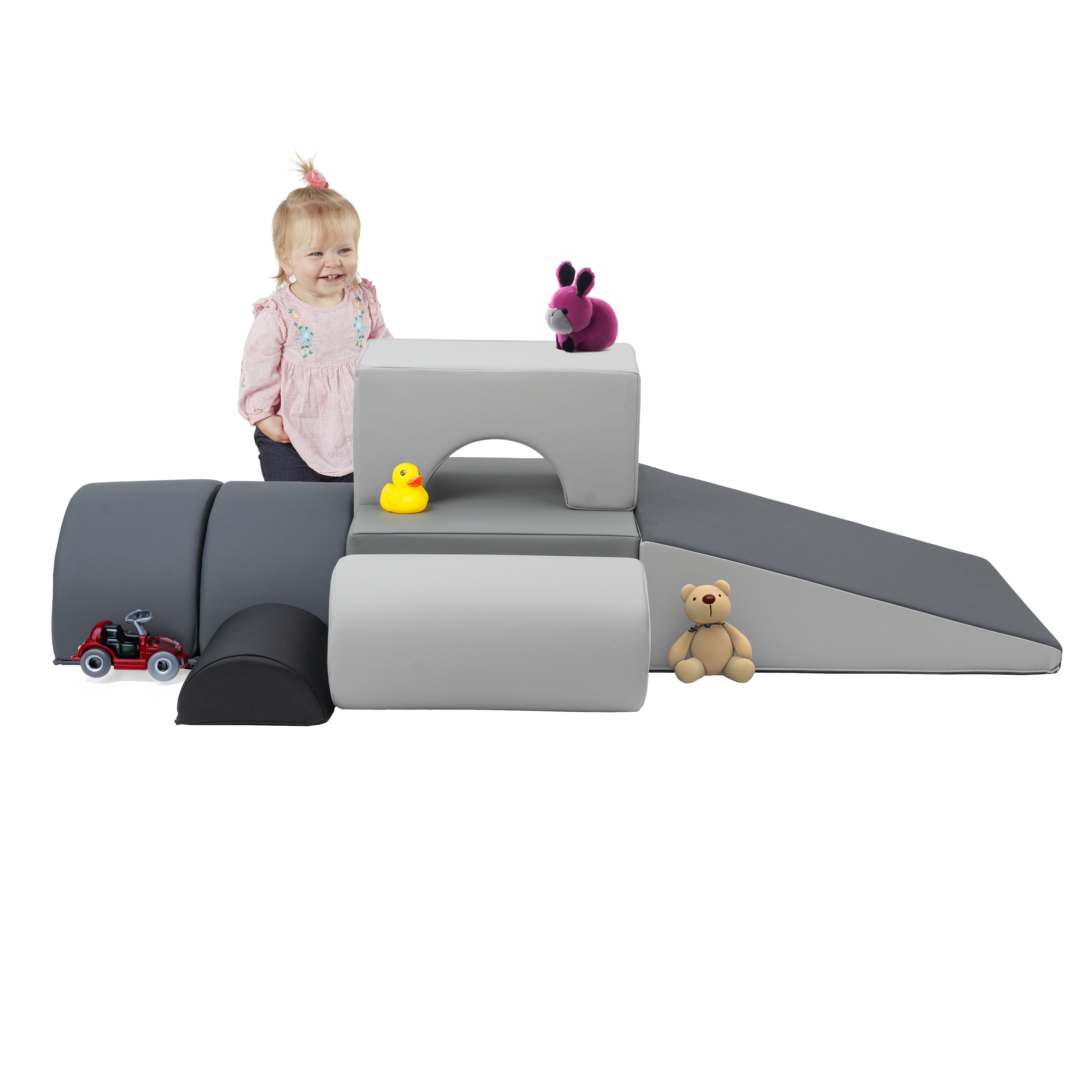 SoftScape Playtime and Climb, 6-Piece - Gray/Light Gray