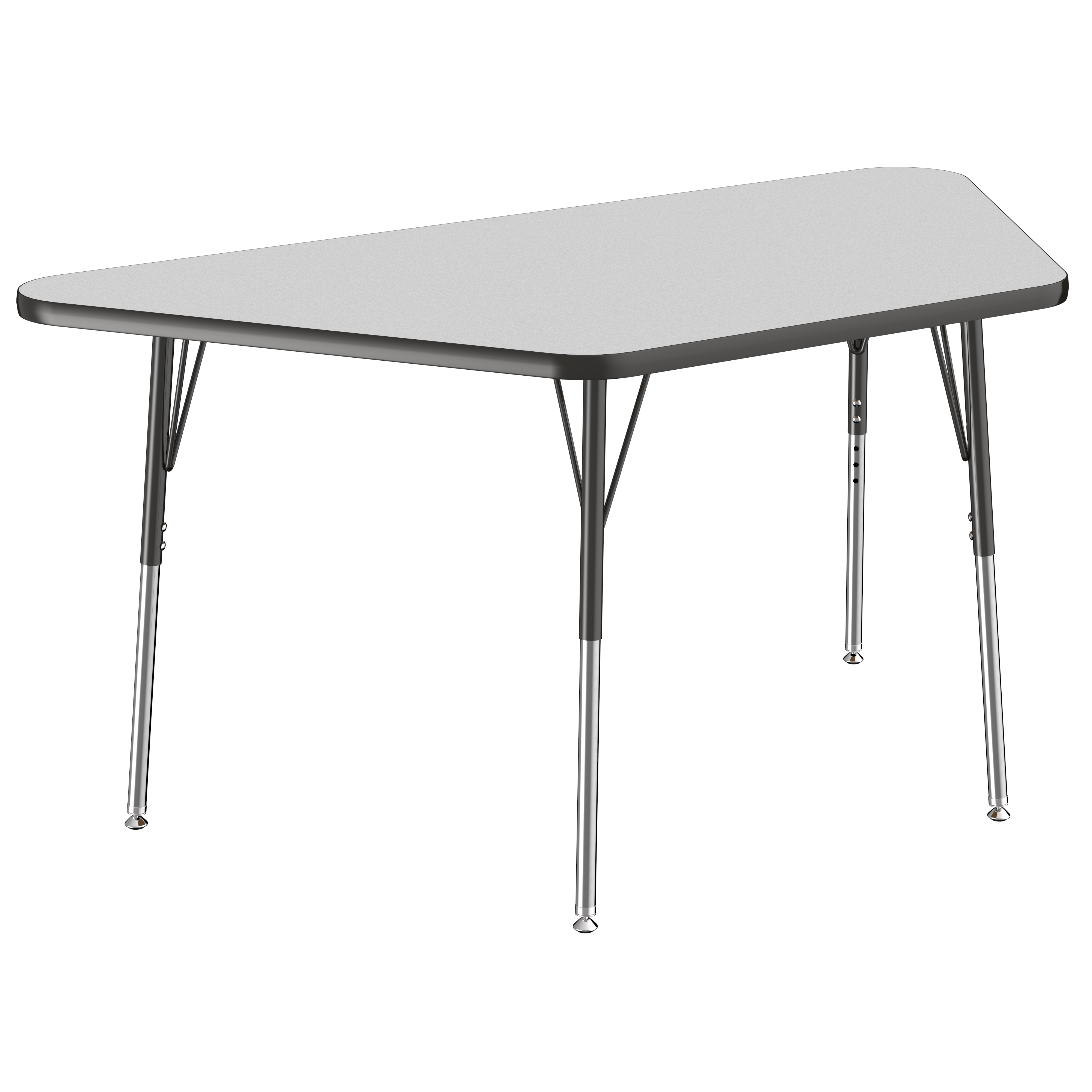 30" x 60" Trapezoid T-Molding Activity Table with Adjustable Standard Swivel Glide Legs - Gray/Black