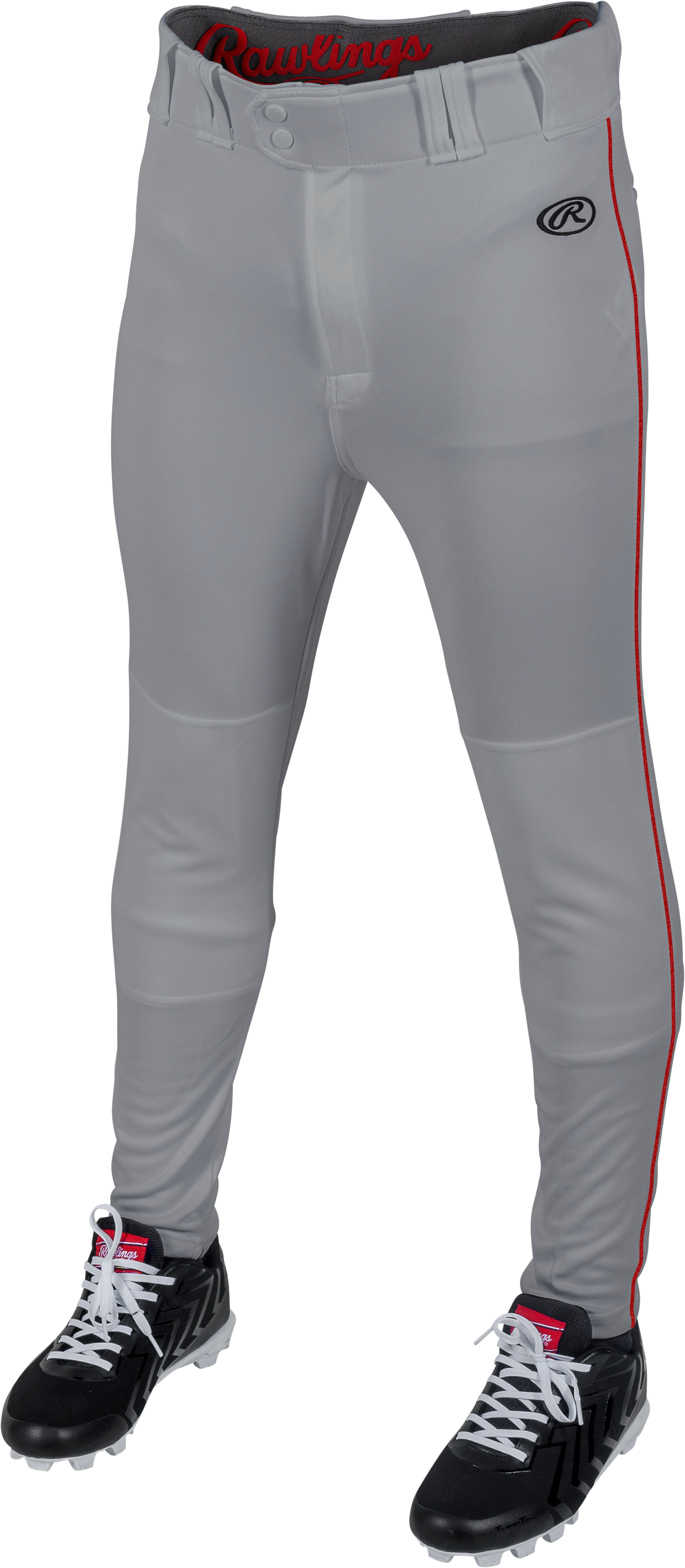Rawlings Adult Launch Piped Pro Taper Fit Pant  - Medium - Blue Gray/Scarlet