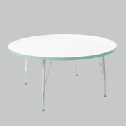 48" Round Thermofused Activity Table with Adjustable Standard Swivel Glide Legs - White/Seafoam/White
