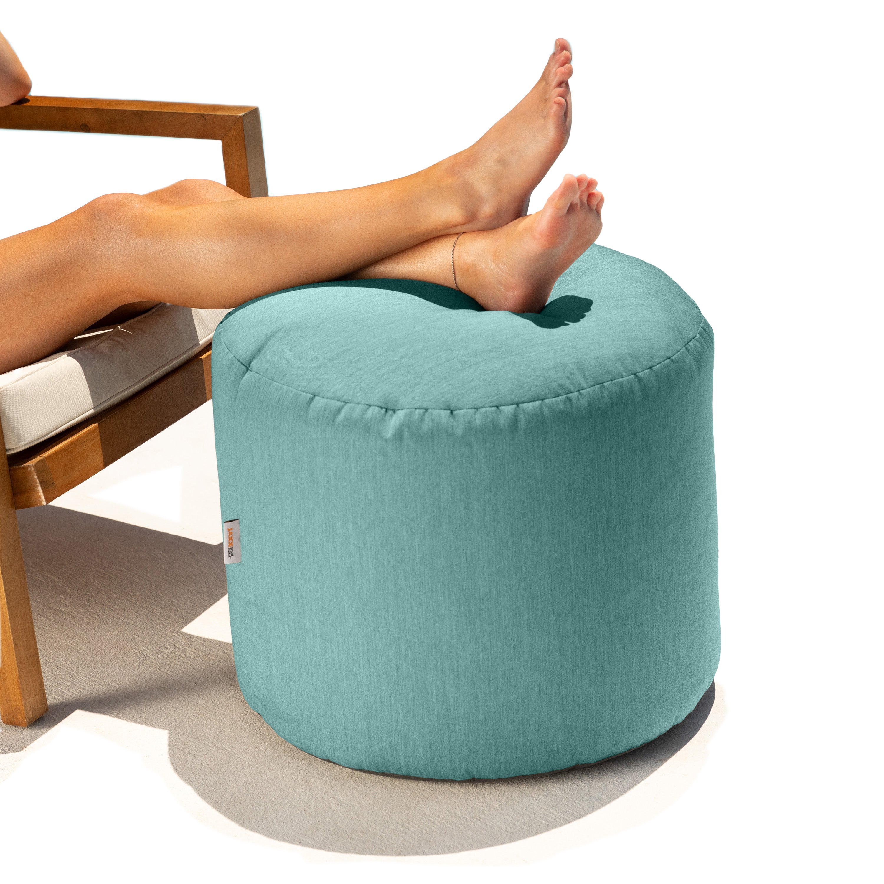 Jaxx Spring Indoor / Outdoor Bean Bag Pouf Ottoman, Sunbrella Breeze