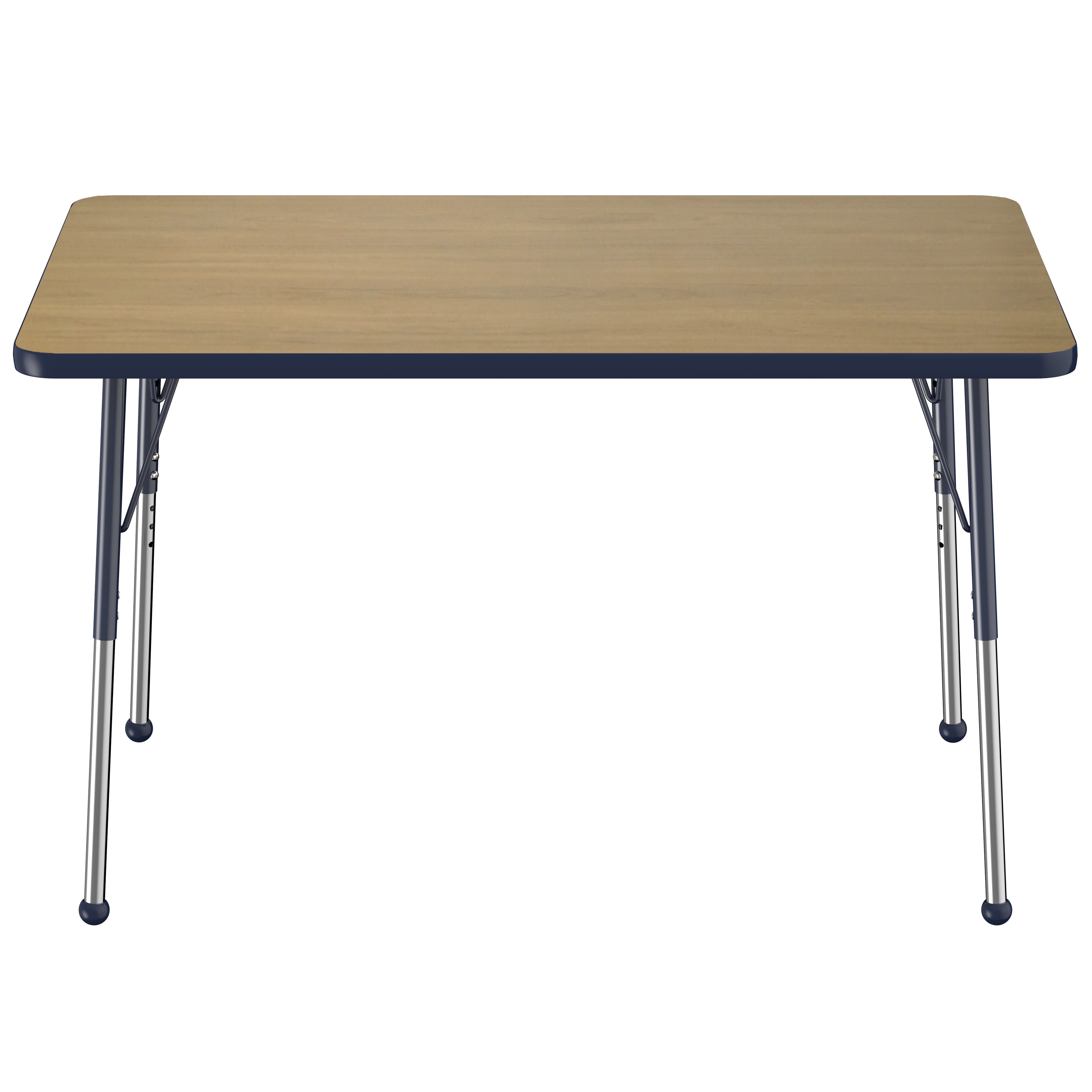 30" x 48" Rectangle T-Molding Activity Table with Adjustable Standard Ball Glide Legs - Pasadena Oak/Navy
