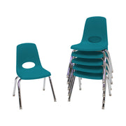 14" Stack Chair with Swivel Glides, 6-Piece - Teal