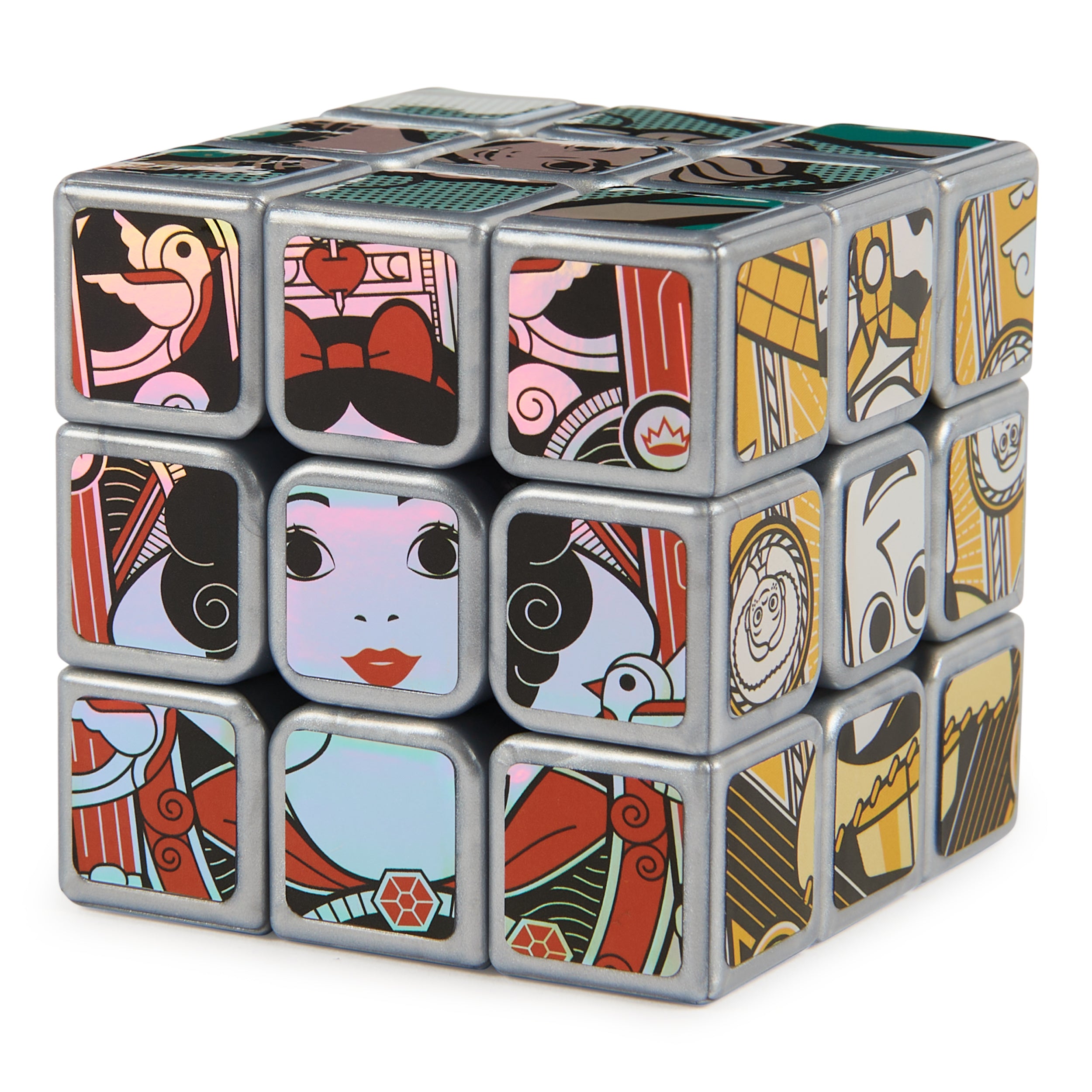 Rubik’s Cube, Disney 100th Anniversary Metallic Platinum 3x3 Cube, Disney Toy, Problem-Solving Brain Teaser, Classic Color-Matching Puzzle, Fidget Toy, Sensory Puzzle for Ages 8 & Up