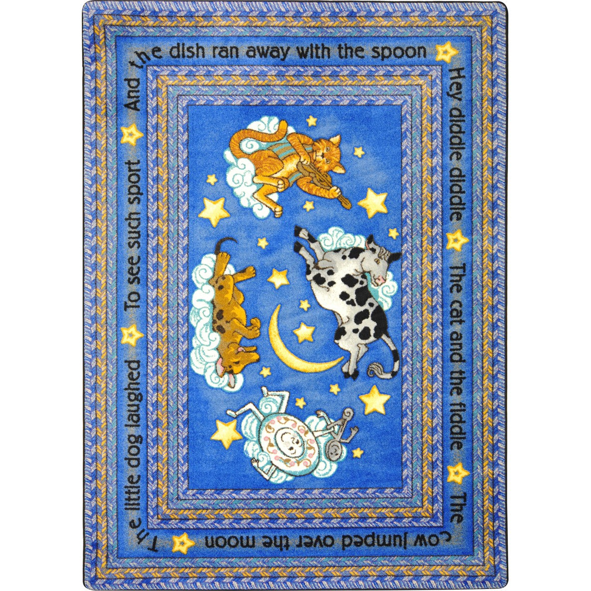 Hey Diddle Diddle 3'10" x 5'4" area rug in color Blue
