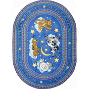 Hey Diddle Diddle 5'4" x 7'8" Oval area rug in color Blue