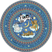 Hey Diddle Diddle 7'7" Round area rug in color Blue